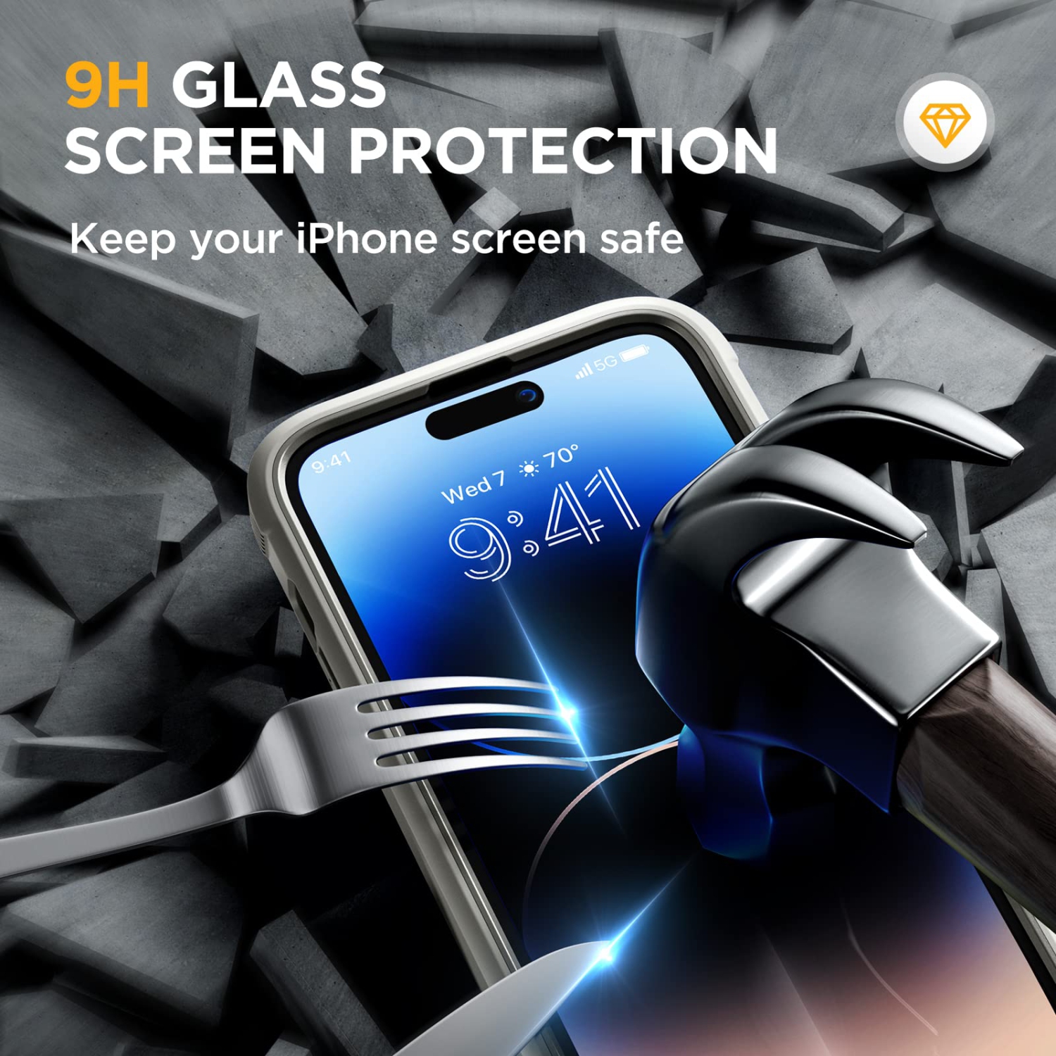 Miracase Glass Series Designed for iPhone 14 Pro Max Case 6.7 Inch, 2022 Newest Full Body Bumper Case with Built-in 9H Tem