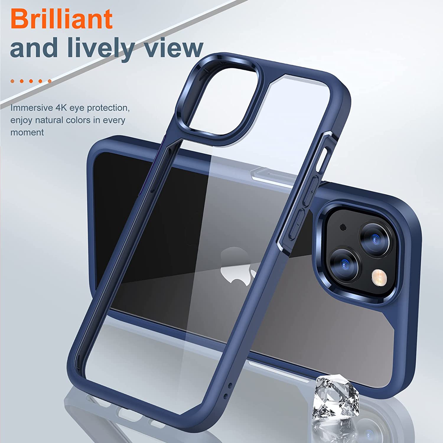[5 in 1] Designed for iPhone 14 Case with 2 Pack Tempered Glass Screen Protector + 2 Pack Camera Lens Protector, [Military G