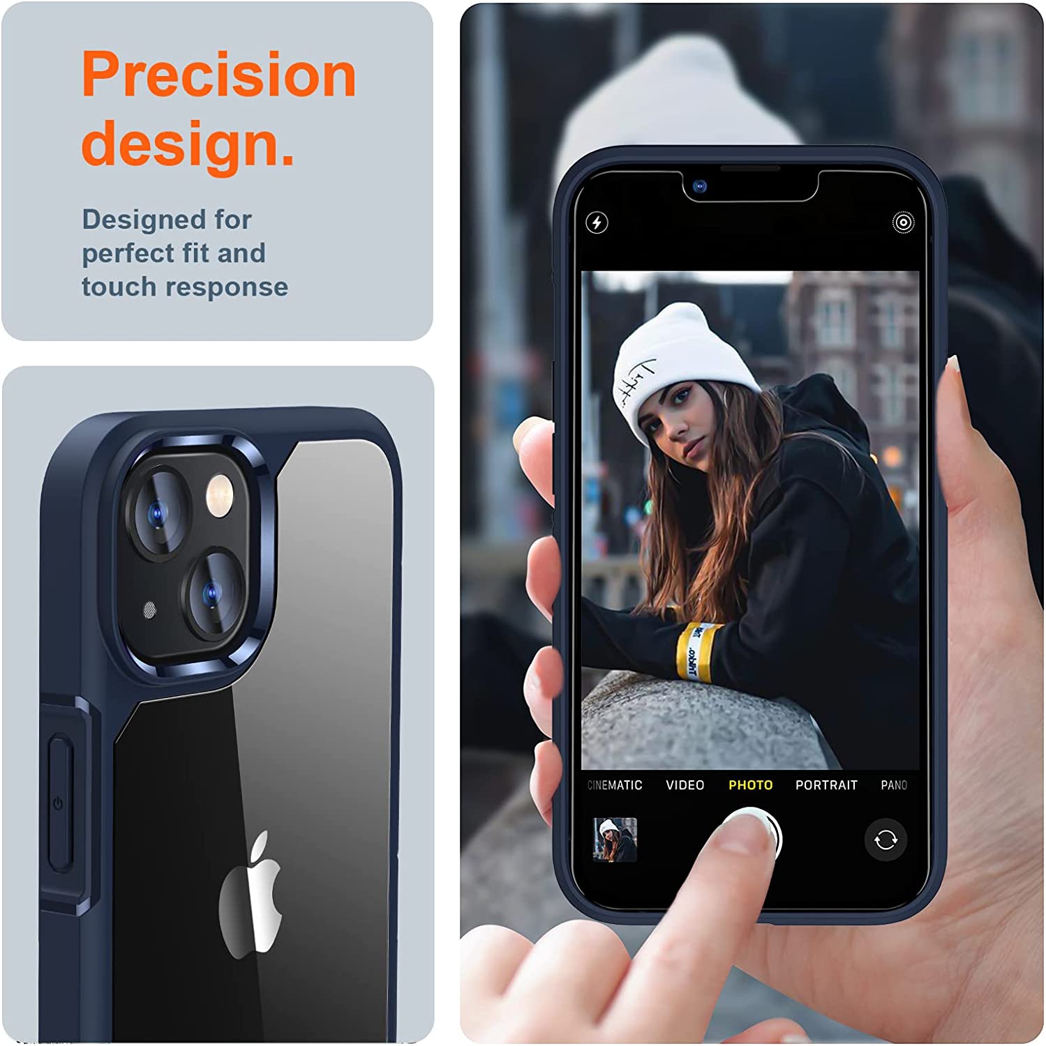 [5 in 1] Designed for iPhone 14 Case with 2 Pack Tempered Glass Screen Protector + 2 Pack Camera Lens Protector, [Military G