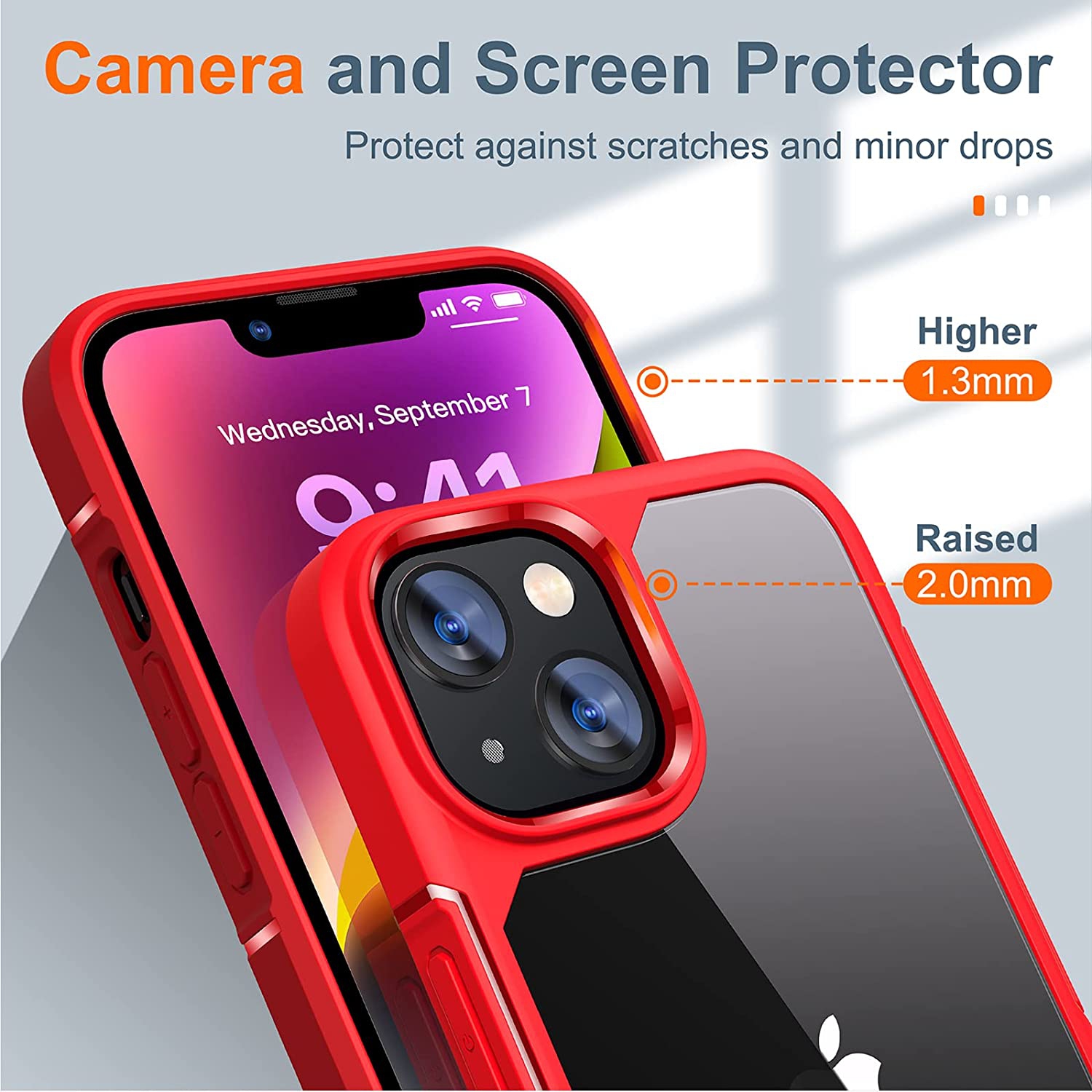 [5 in 1] Designed for iPhone 14 Case with 2 Pack Tempered Glass Screen Protector + 2 Pack Camera Lens Protector, [Military G