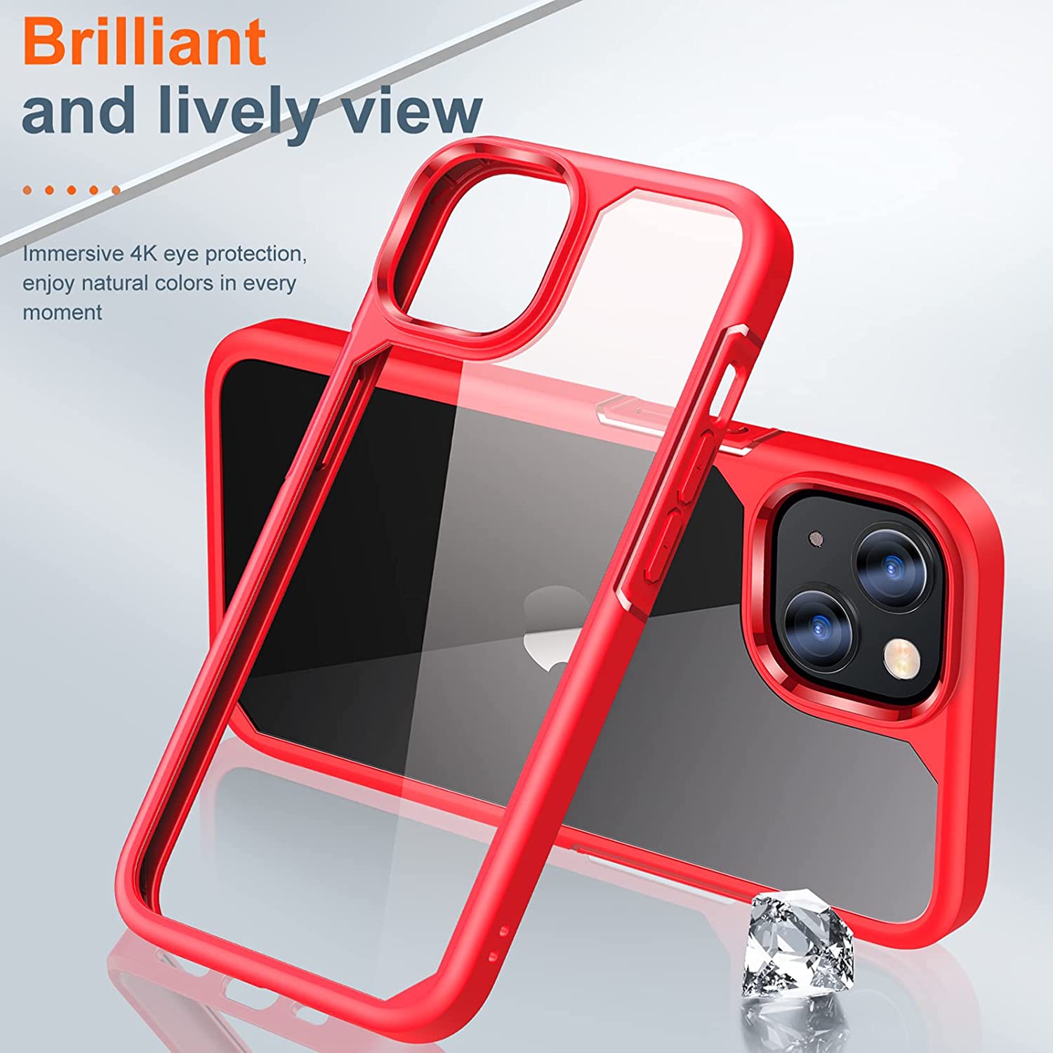[5 in 1] Designed for iPhone 14 Case with 2 Pack Tempered Glass Screen Protector + 2 Pack Camera Lens Protector, [Military G
