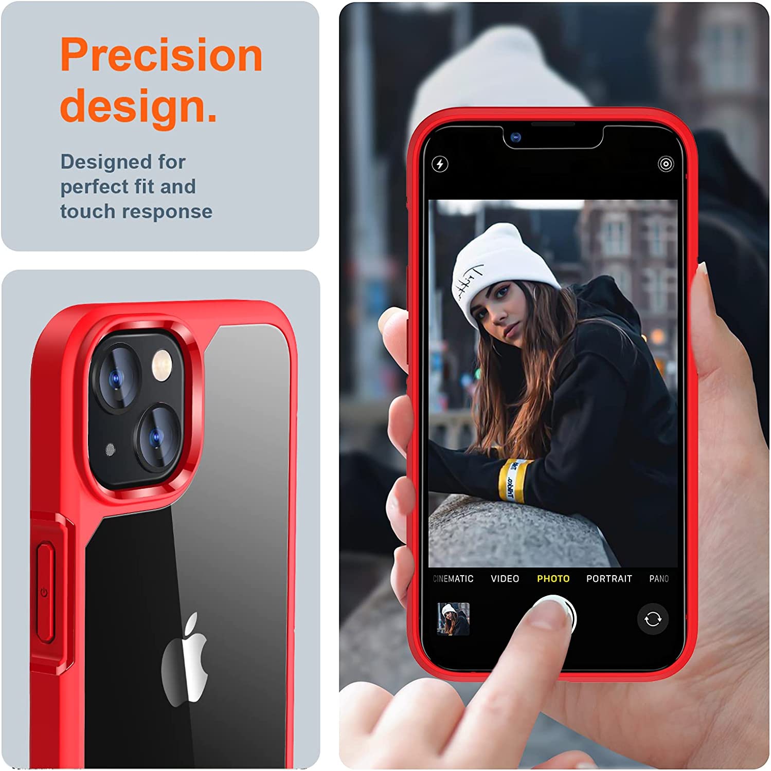 [5 in 1] Designed for iPhone 14 Case with 2 Pack Tempered Glass Screen Protector + 2 Pack Camera Lens Protector, [Military G