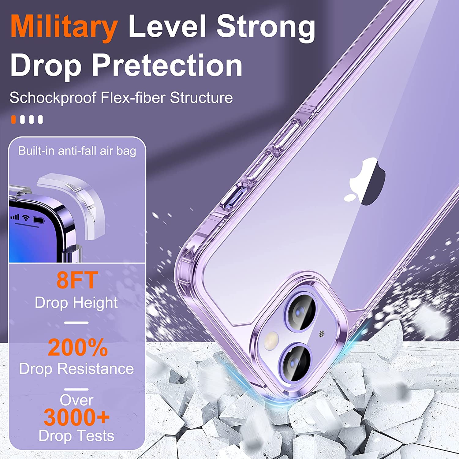 [5 in 1] Designed for iPhone 14 Case with 2 Pack Tempered Glass Screen Protector + 2 Pack Camera Lens Protector, [Military G