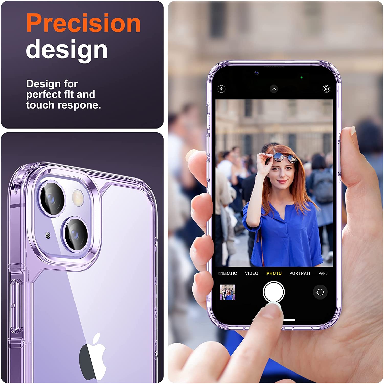 [5 in 1] Designed for iPhone 14 Case with 2 Pack Tempered Glass Screen Protector + 2 Pack Camera Lens Protector, [Military G
