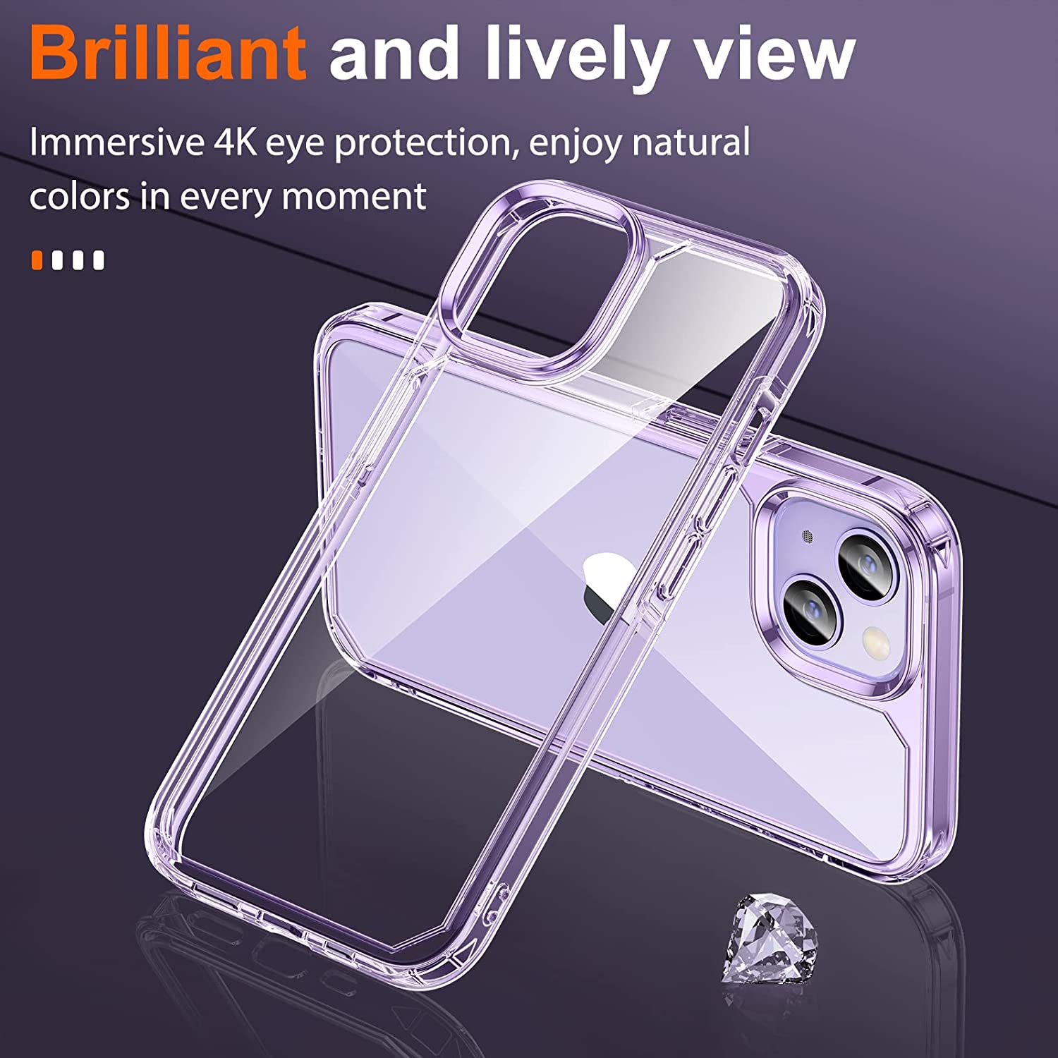 [5 in 1] Designed for iPhone 14 Case with 2 Pack Tempered Glass Screen Protector + 2 Pack Camera Lens Protector, [Military G