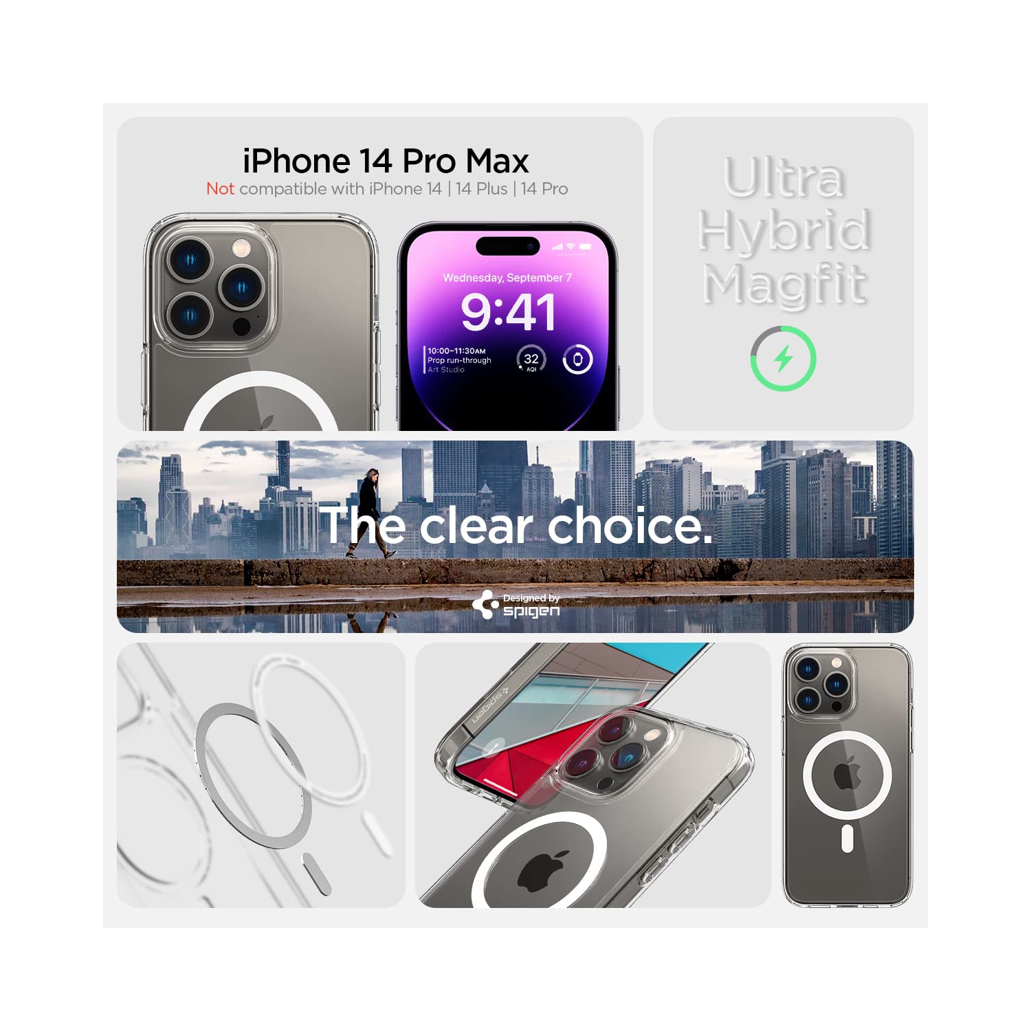 Spigen Ultra Hybrid Mag Case Magsafe Compatible Designed for iPhone 14 Pro Max Case - White