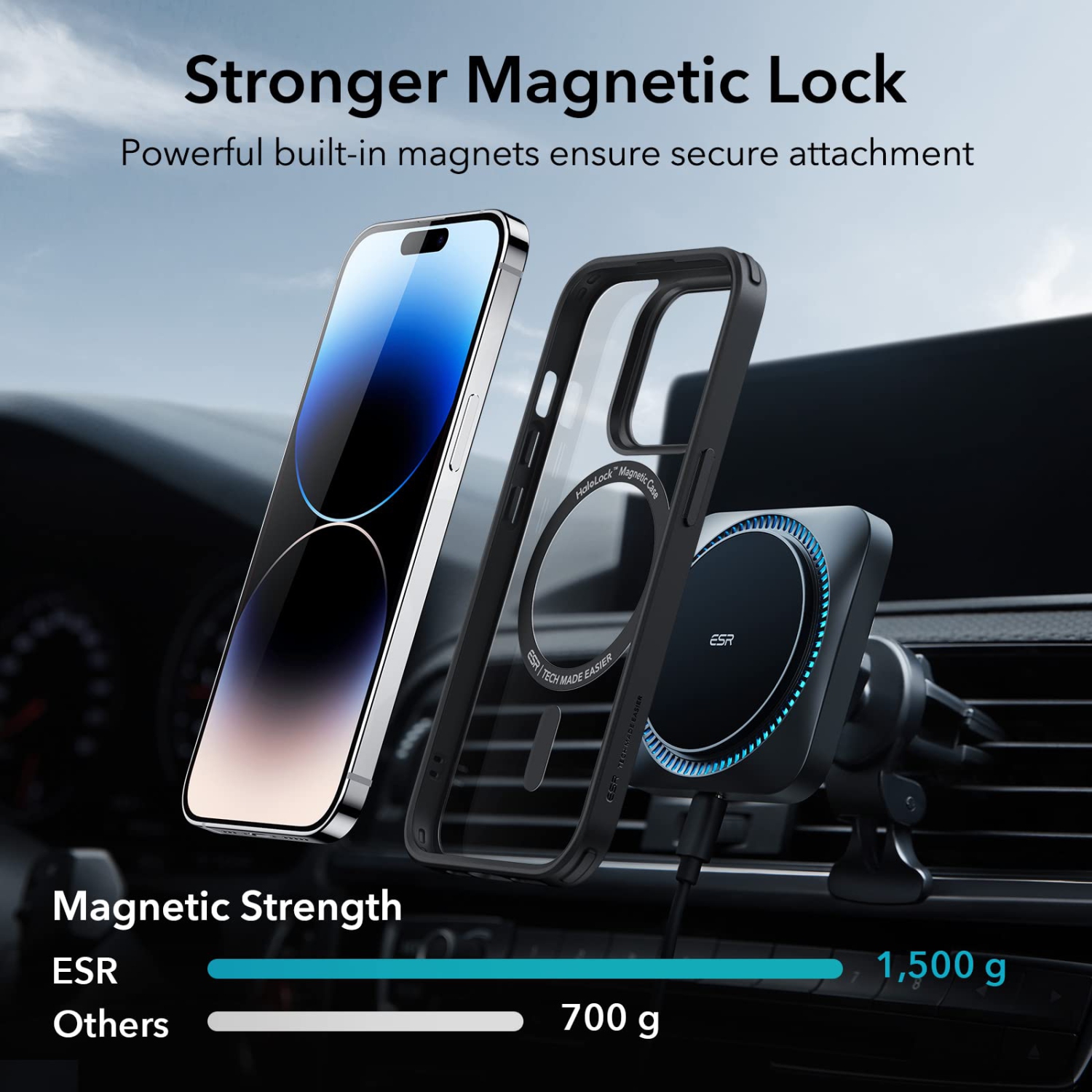 ESR Classic Hybrid Magnetic Case with HaloLock, Compatible with iPhone 14 Pro Max Case, Compatible with MagSafe, Shockproof