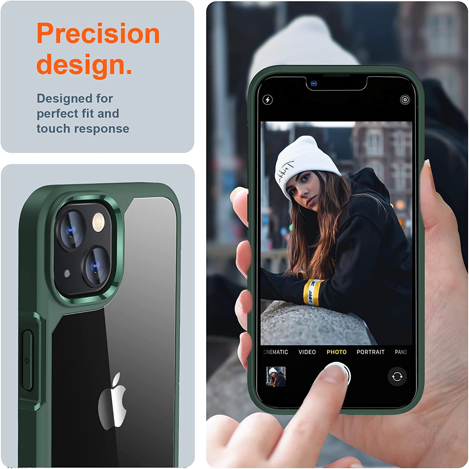 [5 in 1] Designed for iPhone 14 Case with 2 Pack Tempered Glass Screen Protector + 2 Pack Camera Lens Protector, [Military G