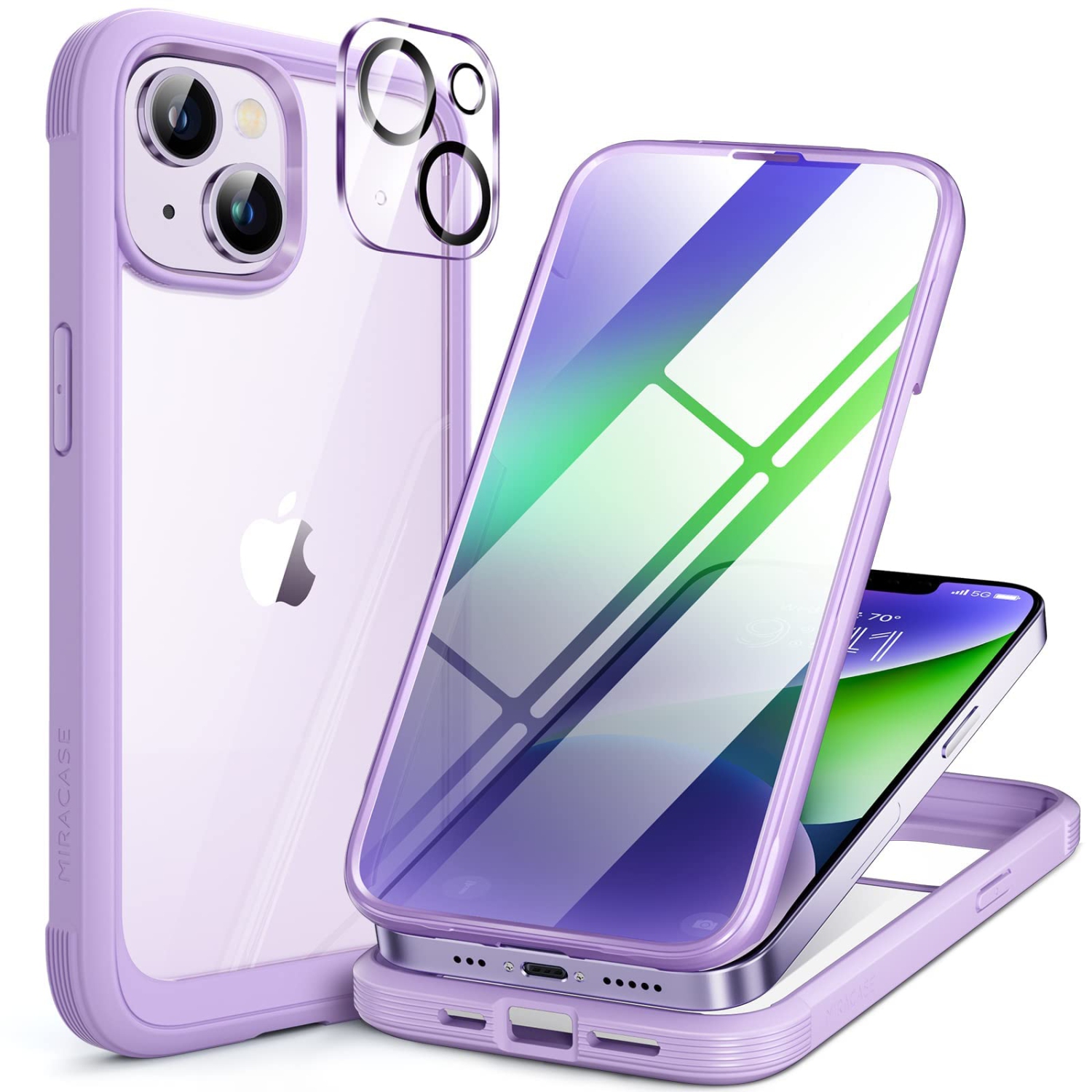 Miracase Full Body Protection Compatible with iPhone 14 Case 6.1"(2022), Built-in 9H Tempered Glass Screen Protector with 2