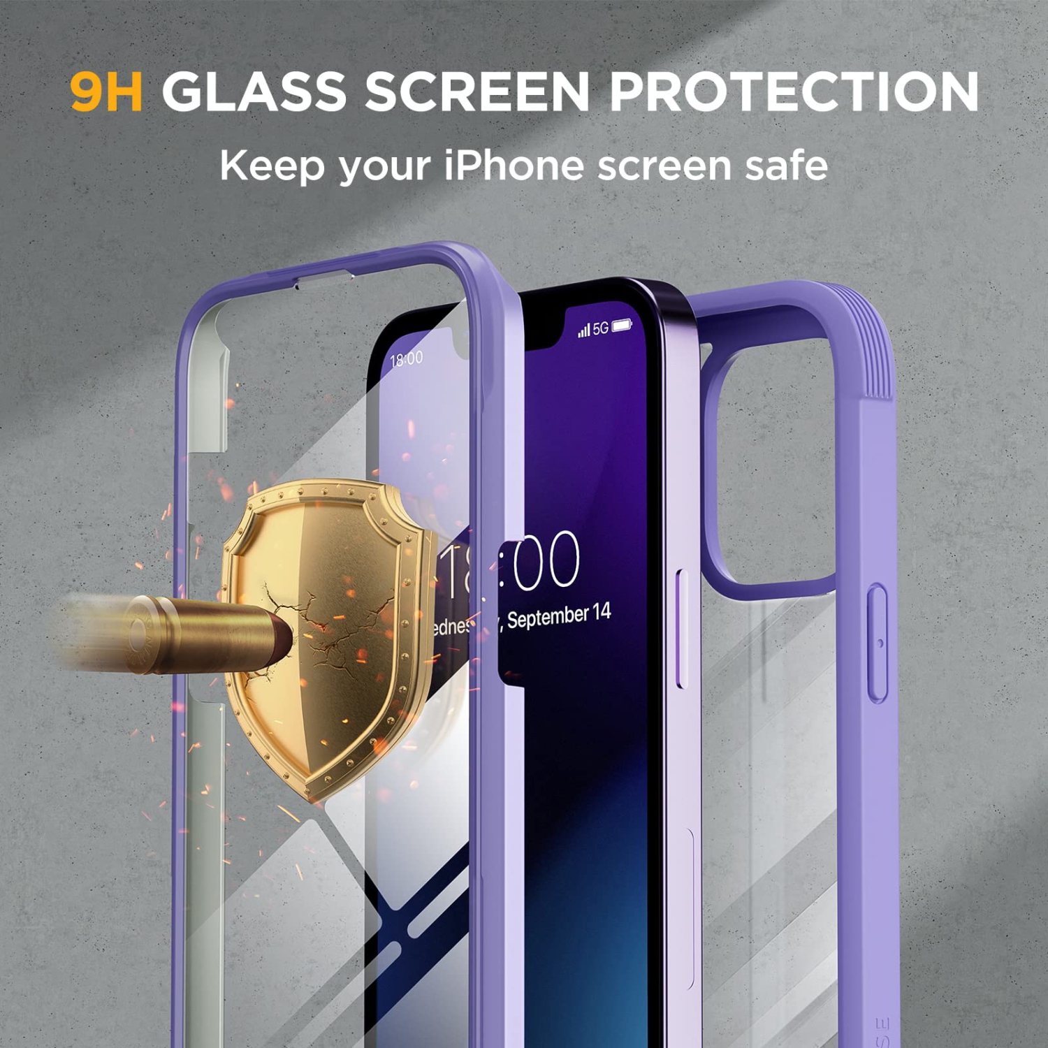 Miracase Full Body Protection Compatible with iPhone 14 Case 6.1"(2022), Built-in 9H Tempered Glass Screen Protector with 2