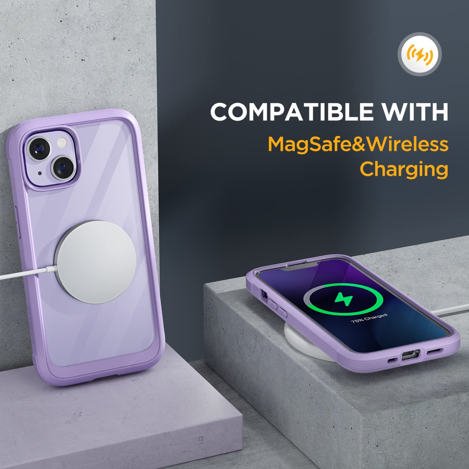 Miracase Full Body Protection Compatible with iPhone 14 Case 6.1"(2022), Built-in 9H Tempered Glass Screen Protector with 2