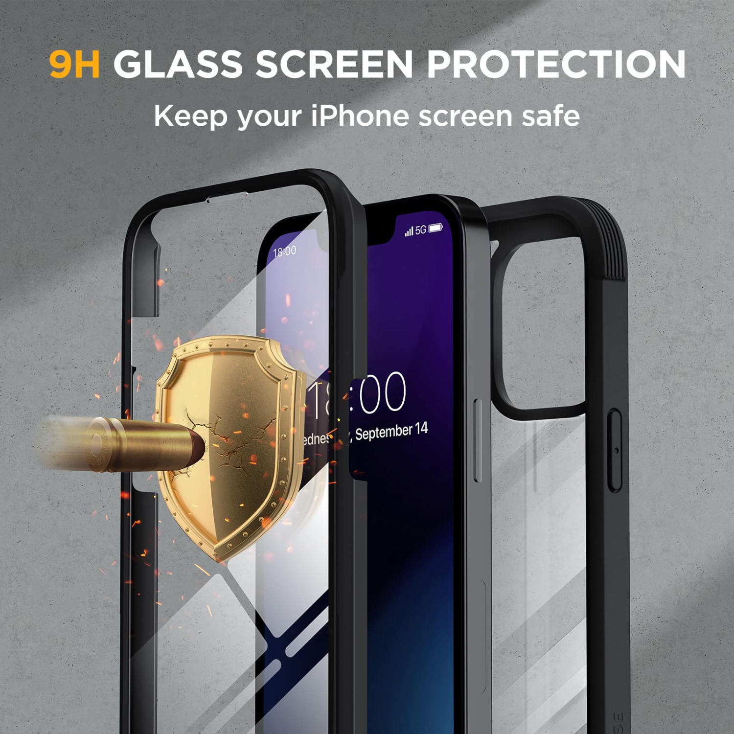 Miracase Full Body Protection Compatible with iPhone 14 Case 6.1"(2022), Built-in 9H Tempered Glass Screen Protector with 2