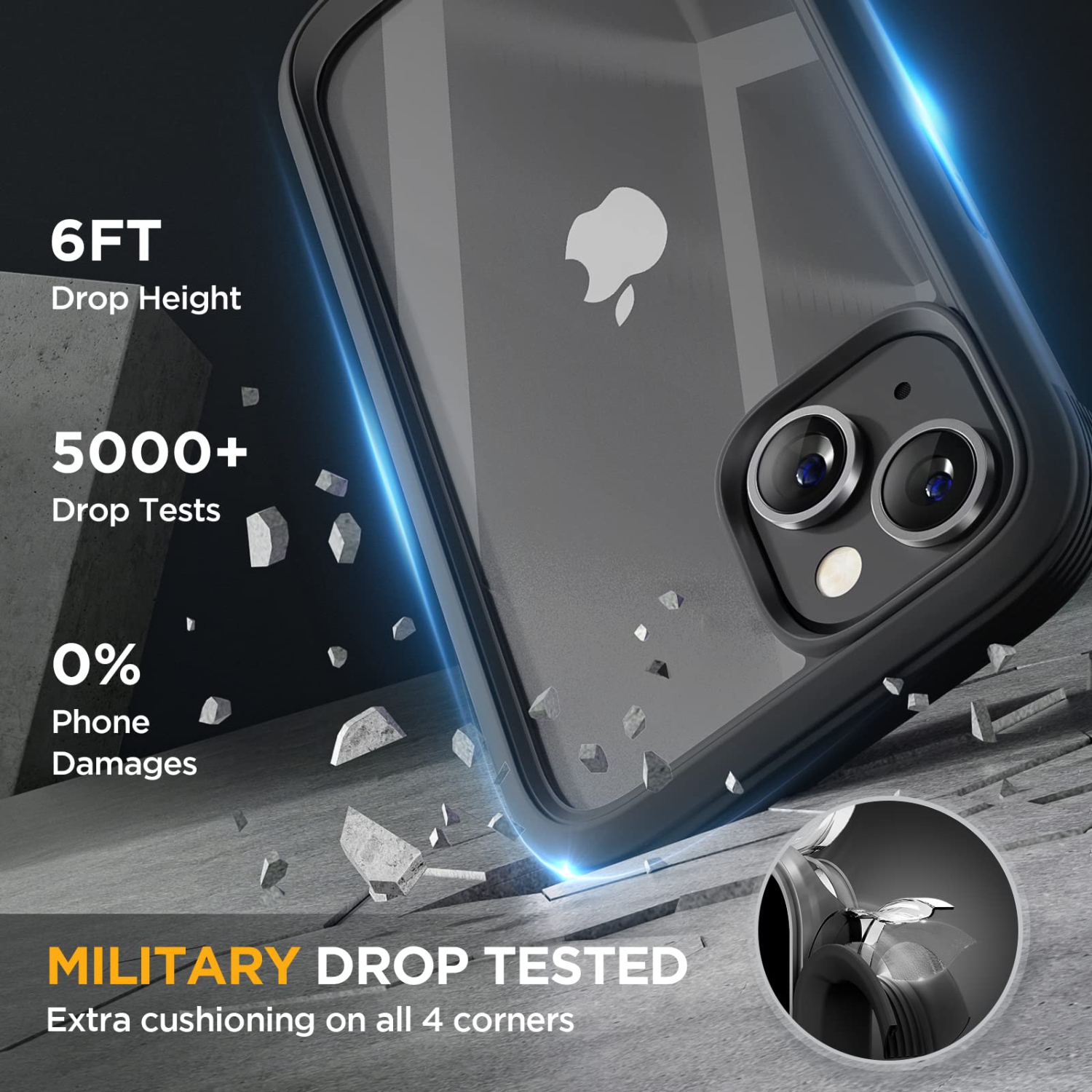 Miracase Full Body Protection Compatible with iPhone 14 Case 6.1"(2022), Built-in 9H Tempered Glass Screen Protector with 2