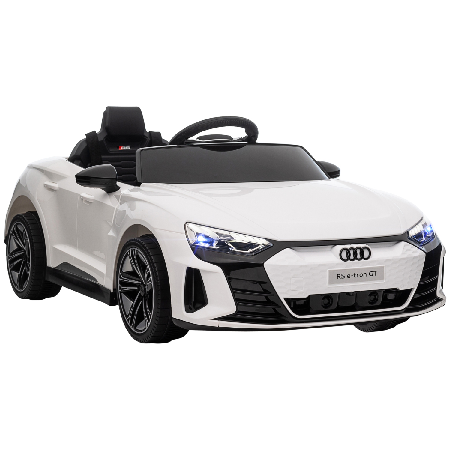 Aosom Electric Ride On Car with Remote Control, 12V 3.1 MPH Kids Ride-On Toy for Boys and Girls with Suspension System, Horn Honking, Music, Lights, White