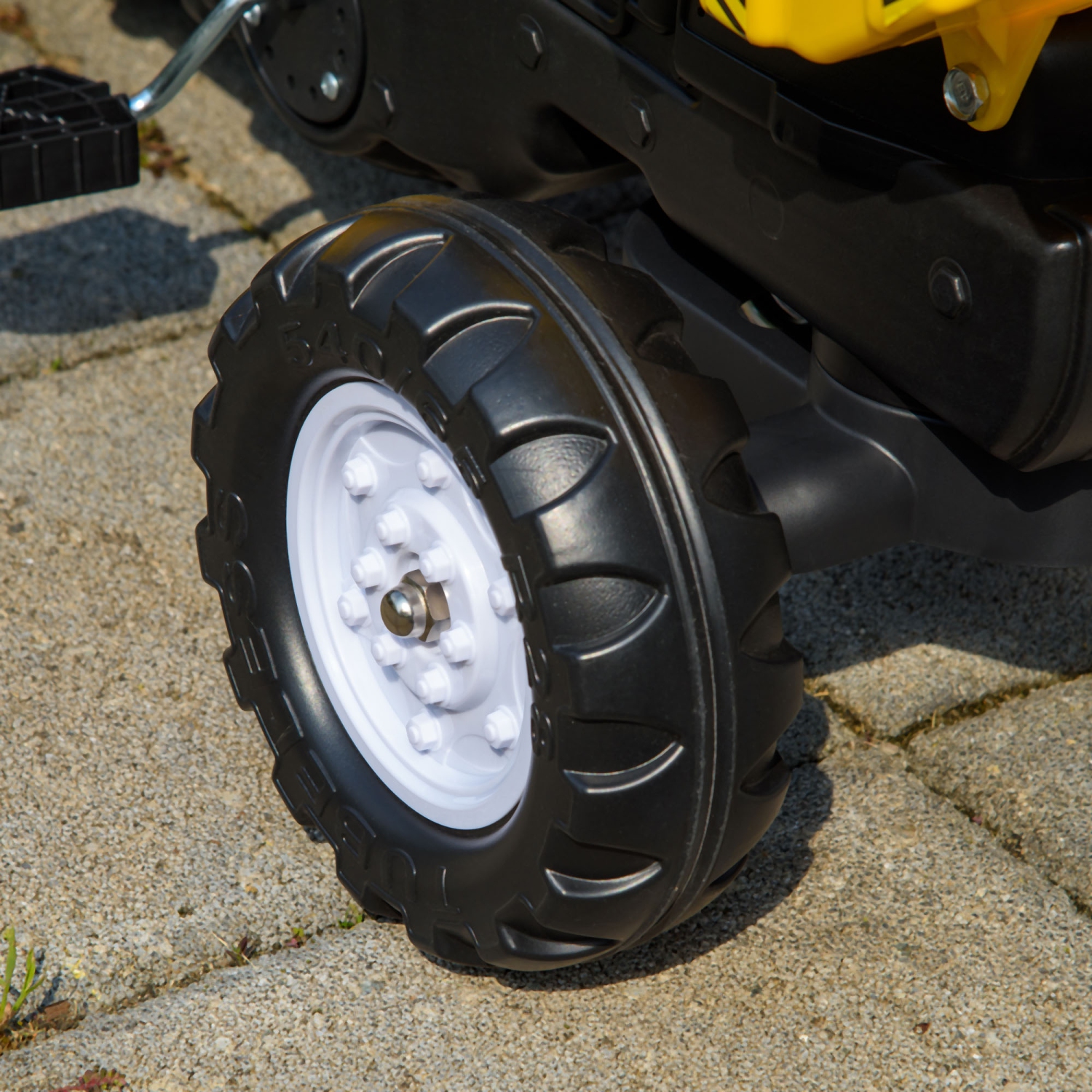 Aosom Ride On Dump Truck, Pedal Front Loader Tractor Toy with Detachable Trailer, Shovel, Rake, Horn, Pretend Play Ride on Construction Car for Kids