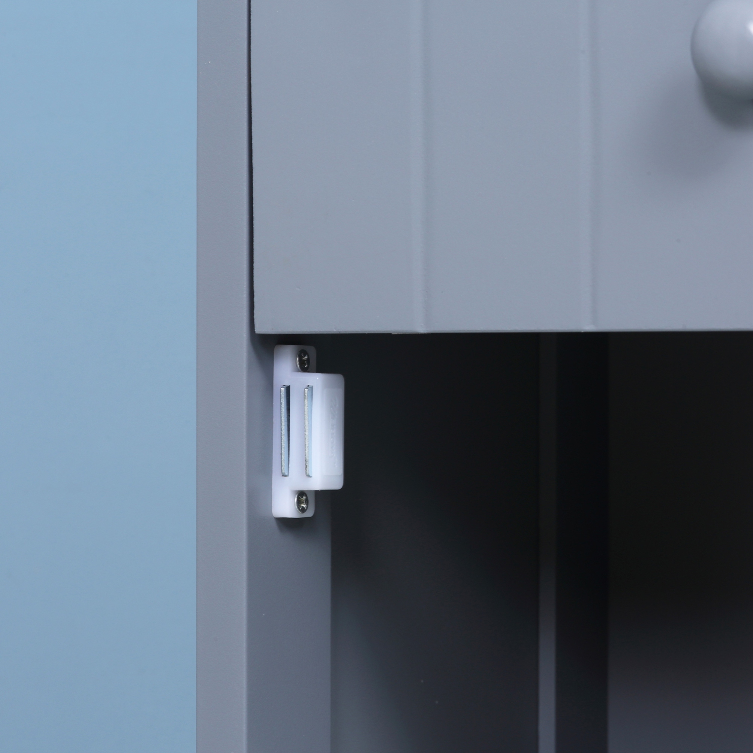 HOMCOM – Armoire de rangement pour salle de bain, grande tour à linge, 3 tablettes, tiroir et porte, gris