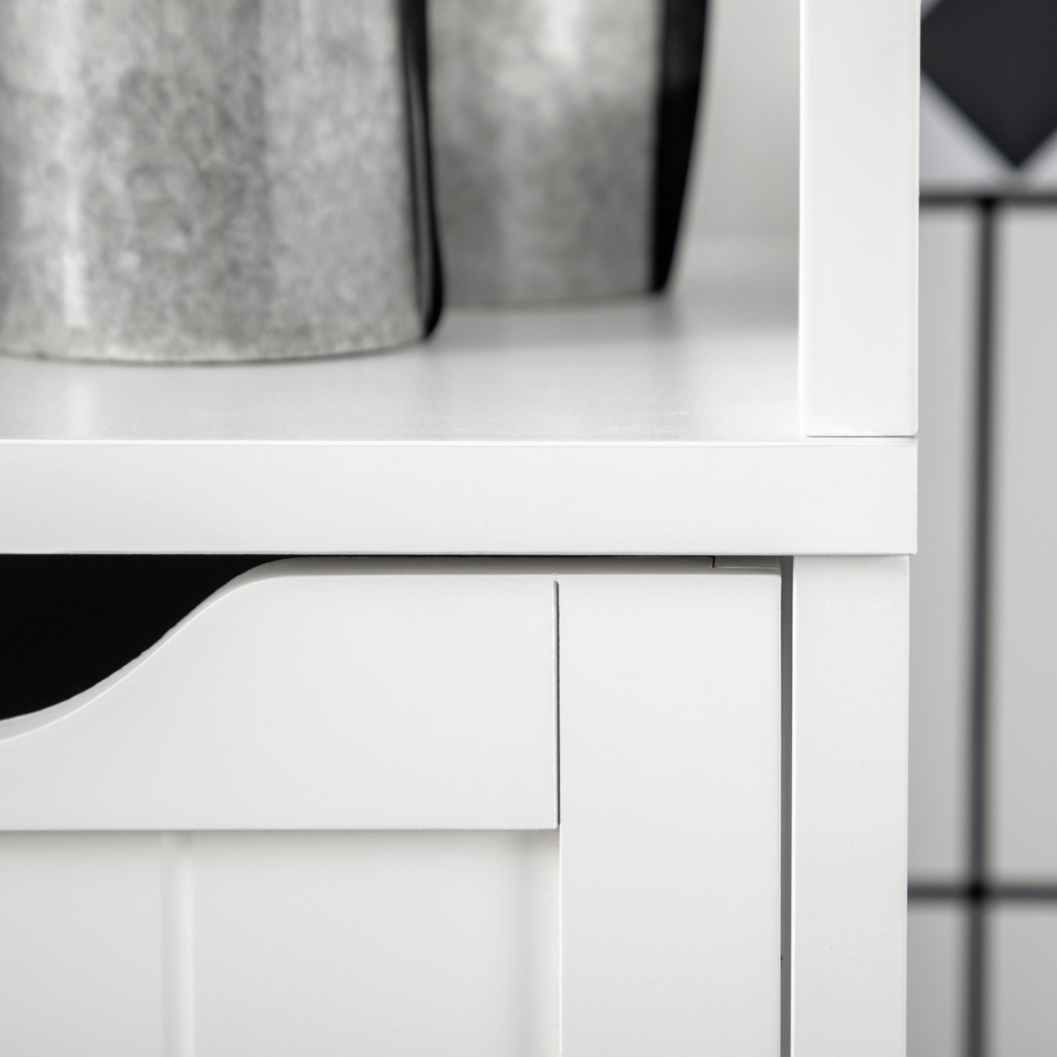 Armoire étroite pour salle de bain Kleankin avec 3 tiroirs et 2 tablettes, grande tour en lin autonome pour maquette, blanc