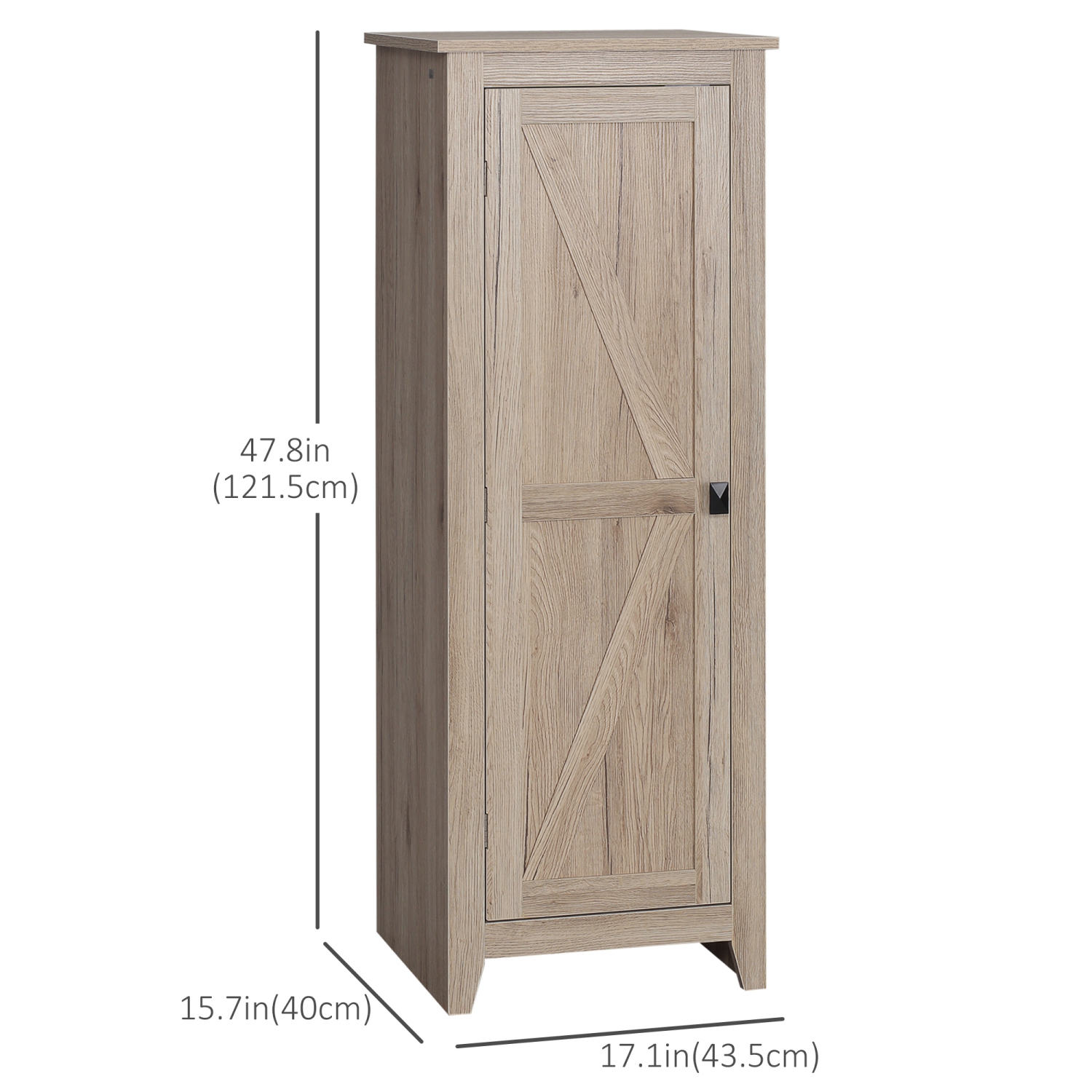 HOMCOM – Armoire garde-manger de 48 po, armoire de cuisine autonome Farmhouse avec porte de grange et tablettes réglables, naturel