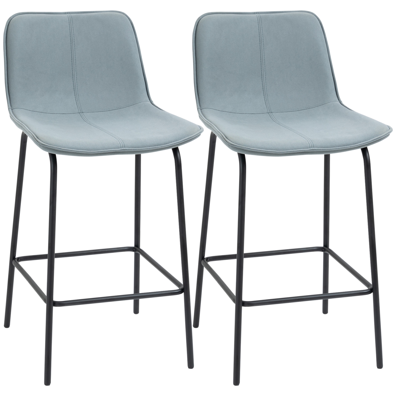 Ensemble de 2 tabourets de bar HOMCOM, chaises de bar rembourrées à hauteur de comptoir, tabourets de cuisine 26&nbsp;po avec pattes en acier pour la
