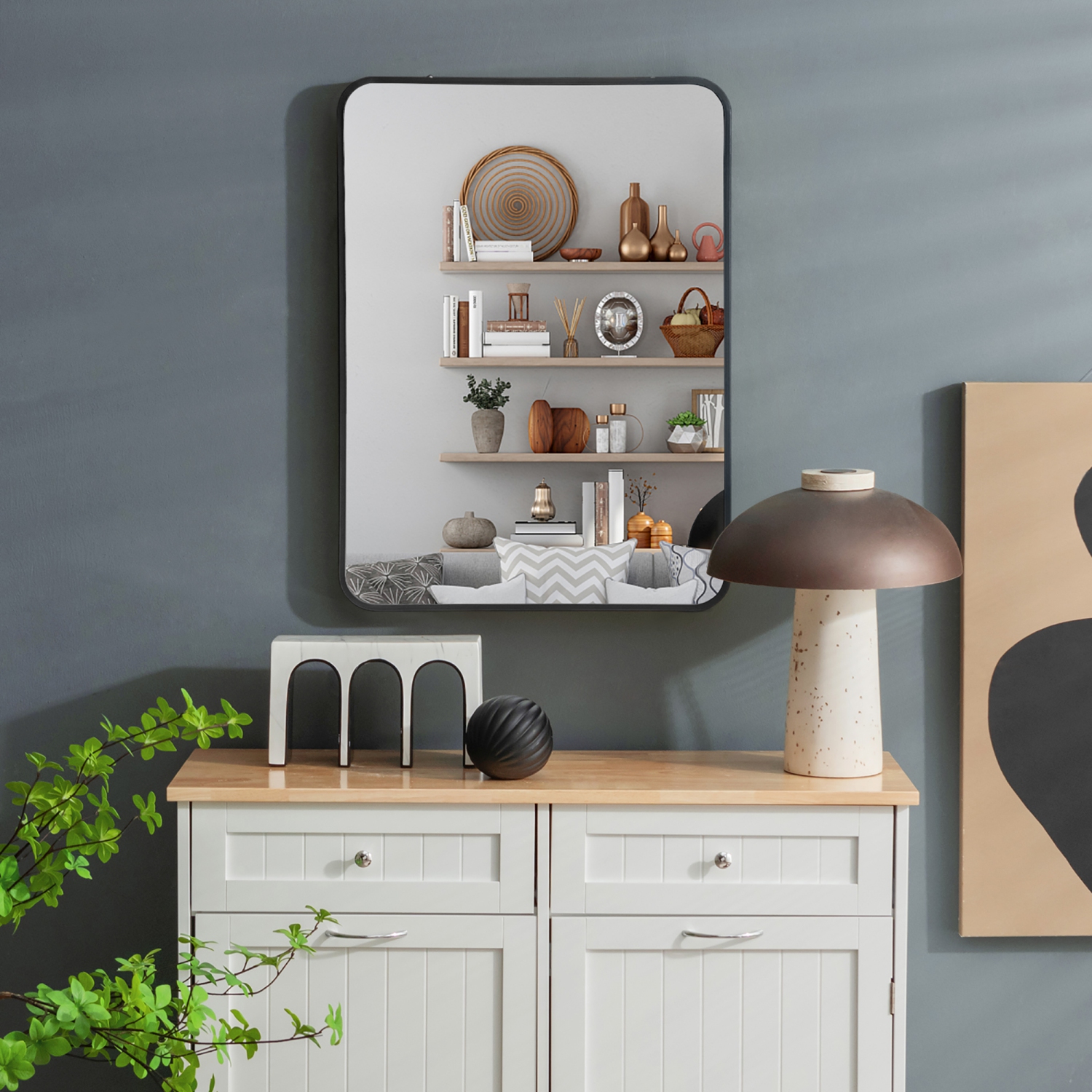 Costway 22"x 30"Bathroom Wall Mounted Mirror Aluminum Alloy Frame Decor