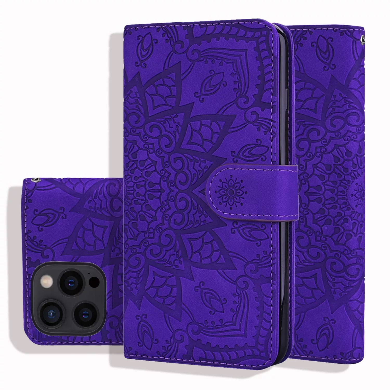 CaseWorld Wallet Case with Card Holder Magnetic Closure Flip Kickstand Premium Leather Case for iPhone 14 PLUS - Purple