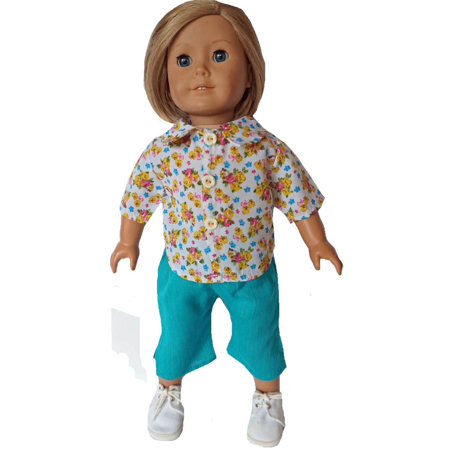 Flower Garden Shirt With Pants For 18 Inch Dolls Like American Girl