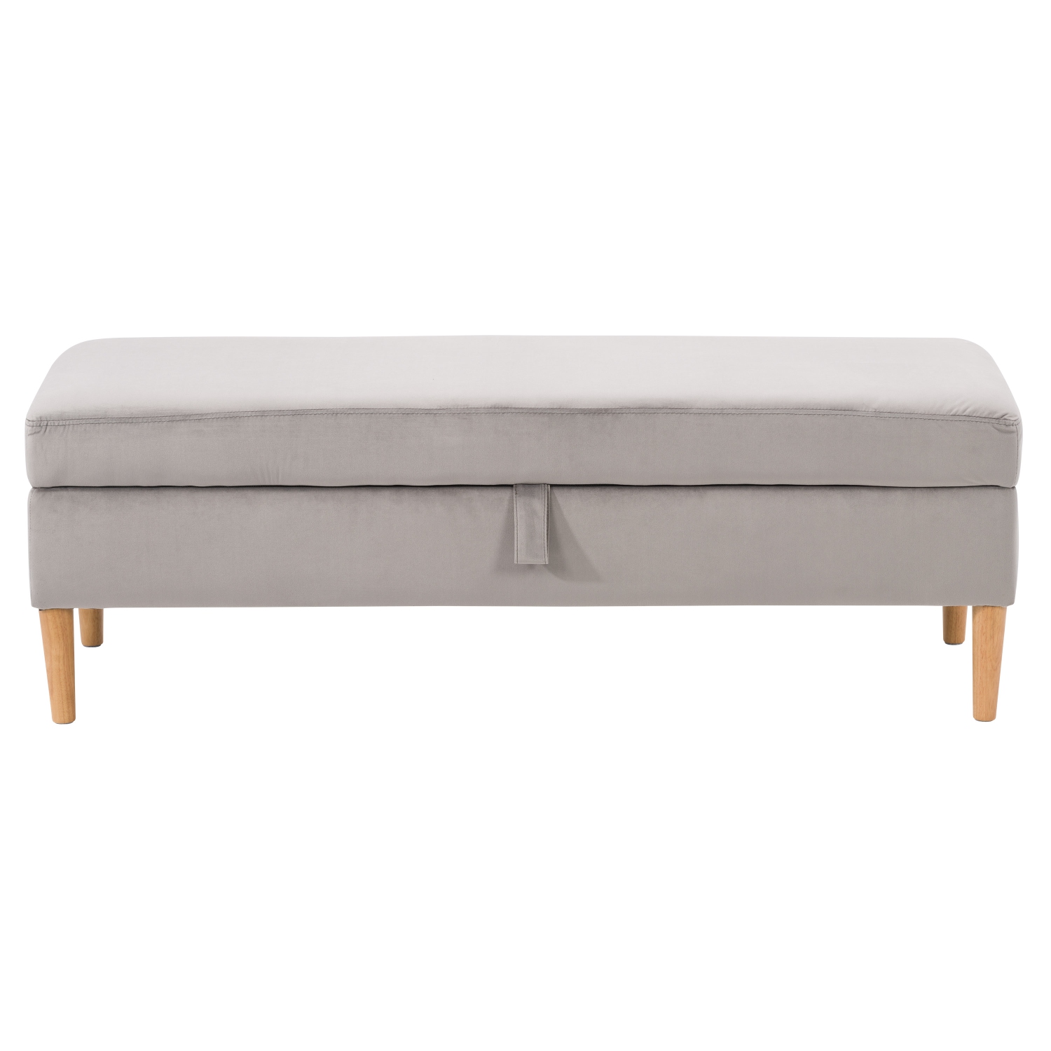 CorLiving LAD-352-O Perry Velvet Storage Ottoman, Light Grey