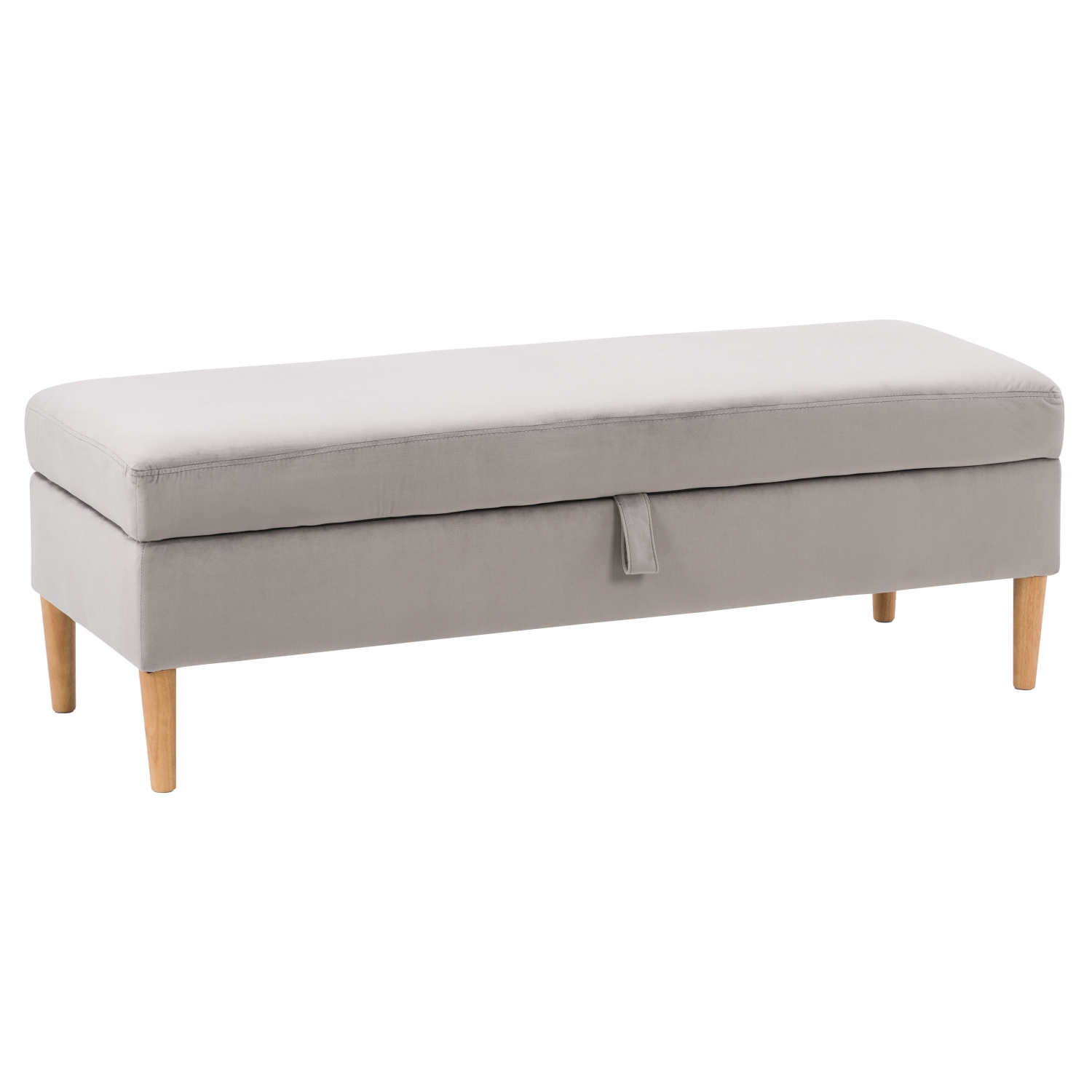 CorLiving LAD-352-O Perry Velvet Storage Ottoman, Light Grey
