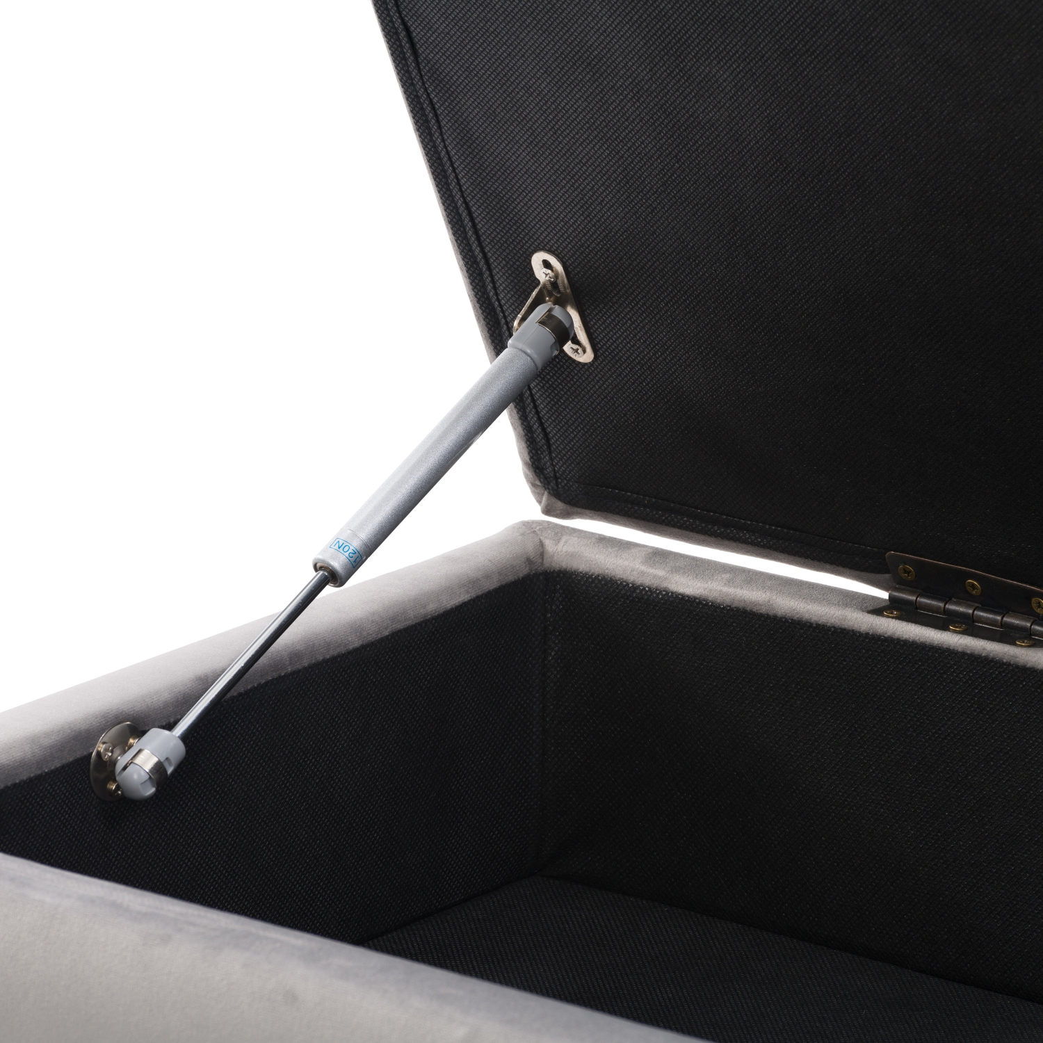 CorLiving LAD-352-O Perry Velvet Storage Ottoman, Light Grey