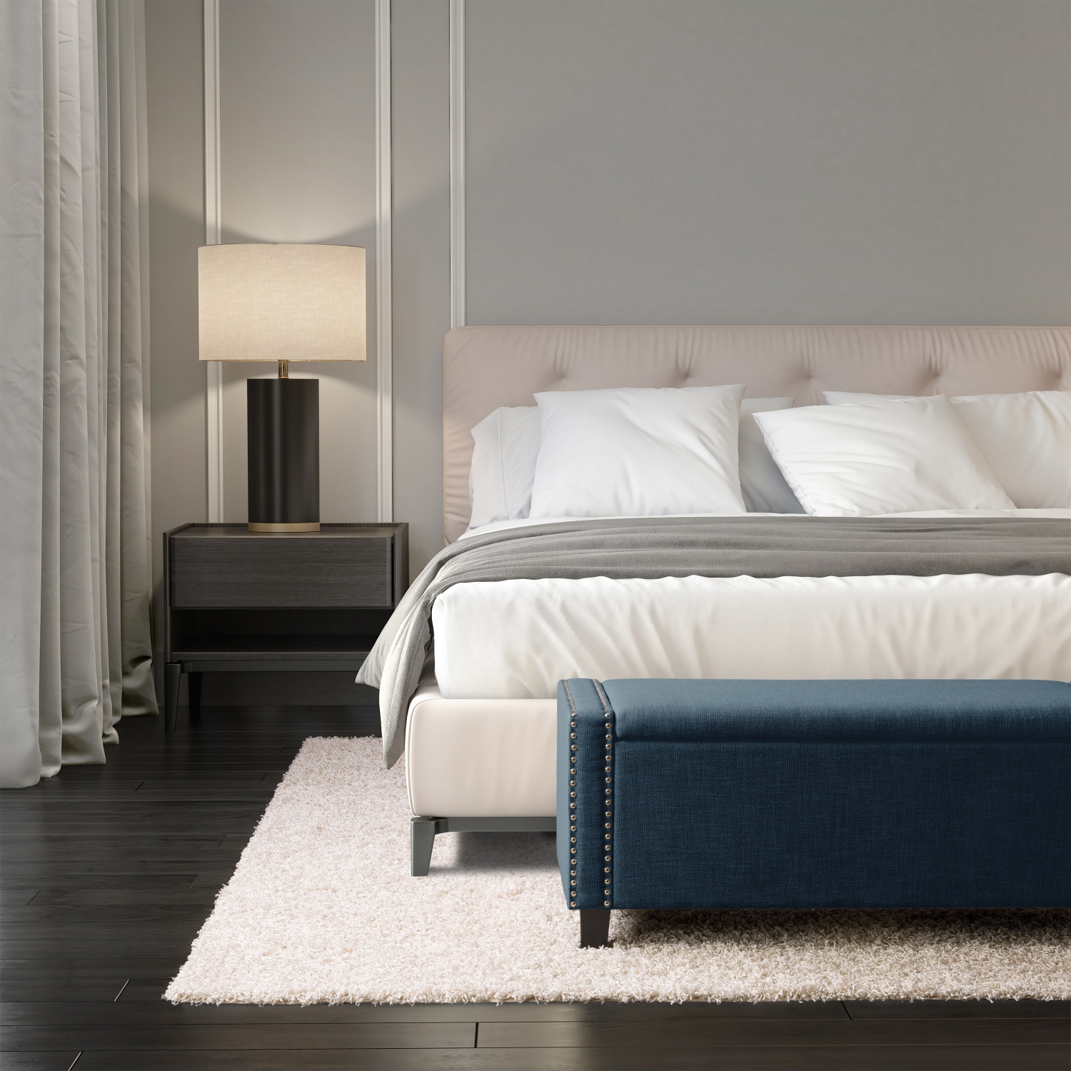 Pouf de stockage en tissu Boston