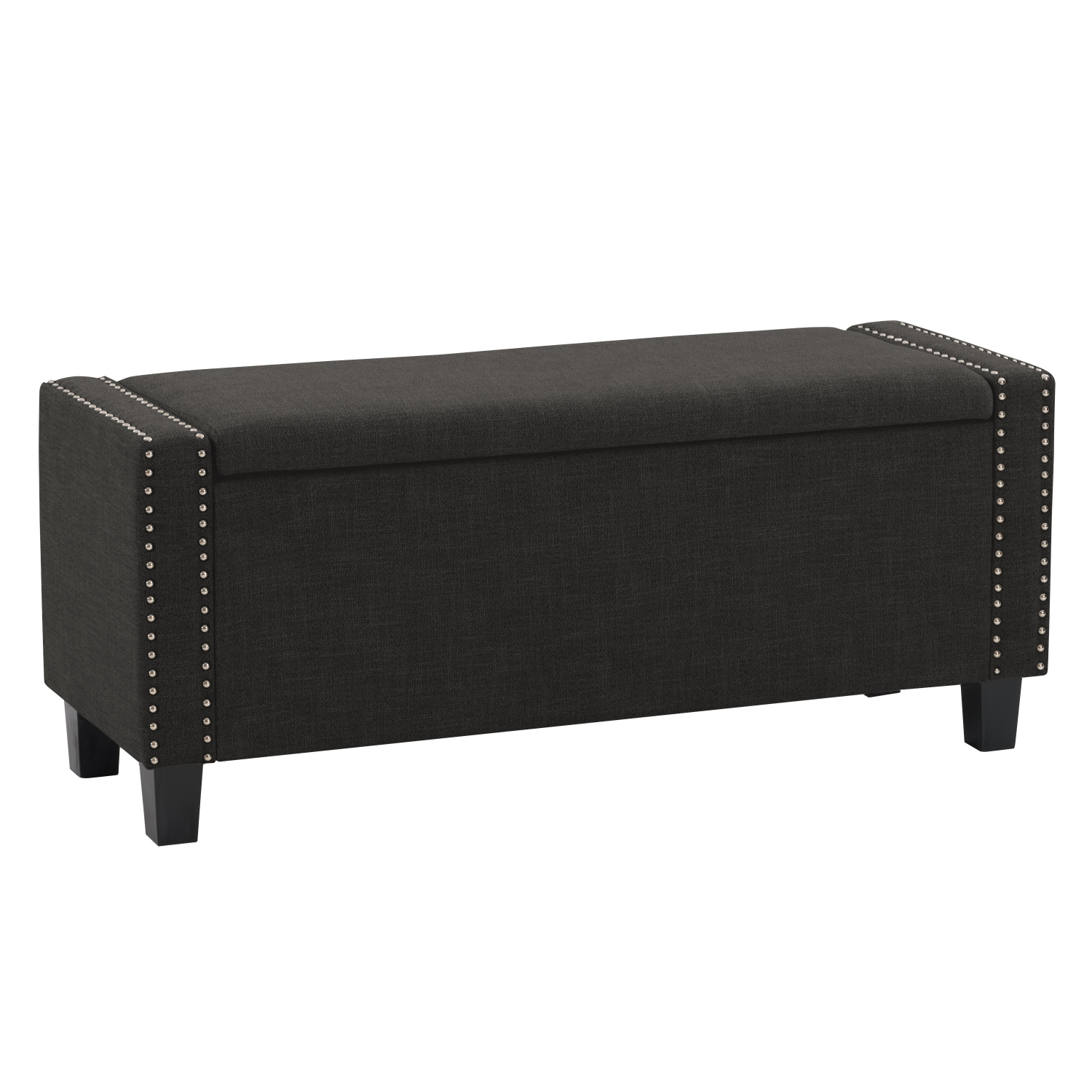 CorLiving LBT-642-O Boston Dark Grey Storage Fabric Ottoman