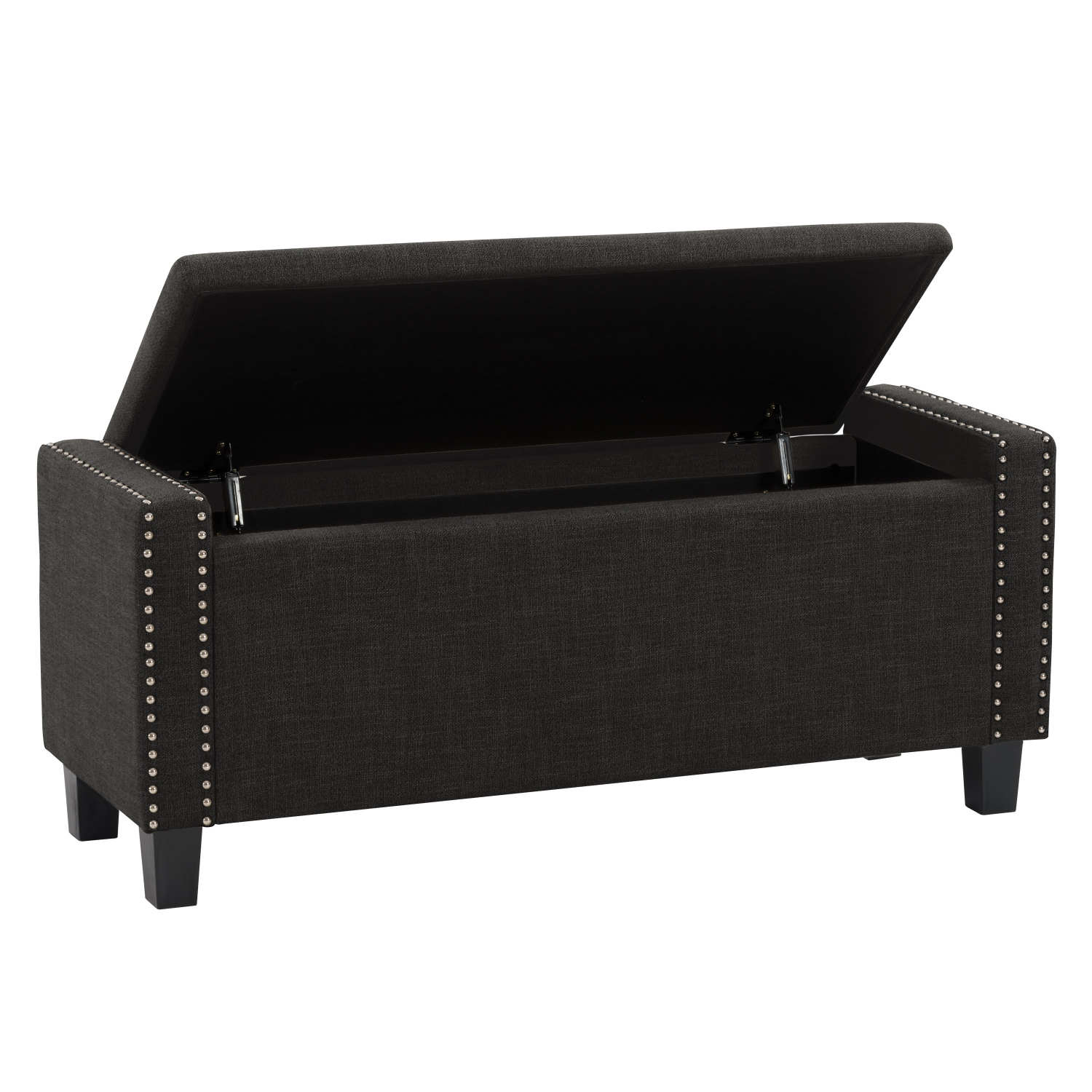 CorLiving LBT-642-O Boston Dark Grey Storage Fabric Ottoman