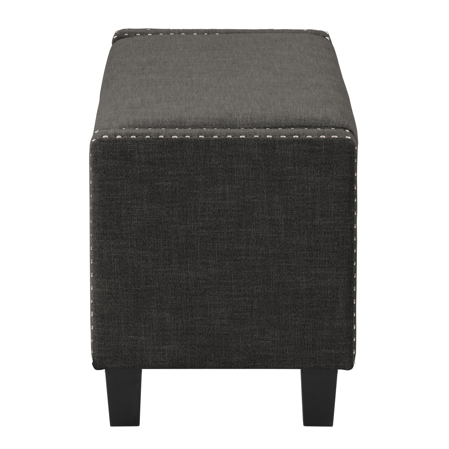 CorLiving LBT-642-O Boston Dark Grey Storage Fabric Ottoman