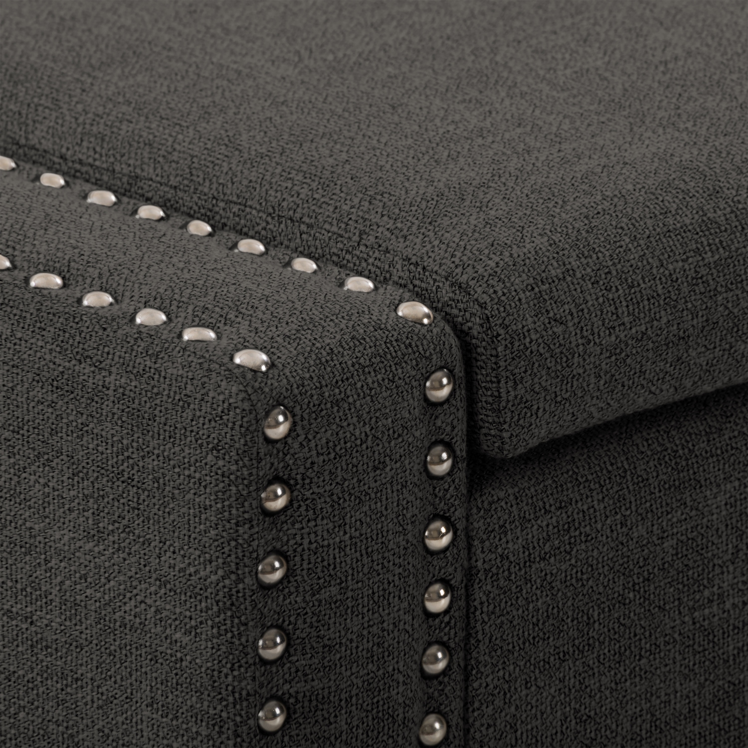 CorLiving LBT-642-O Boston Dark Grey Storage Fabric Ottoman