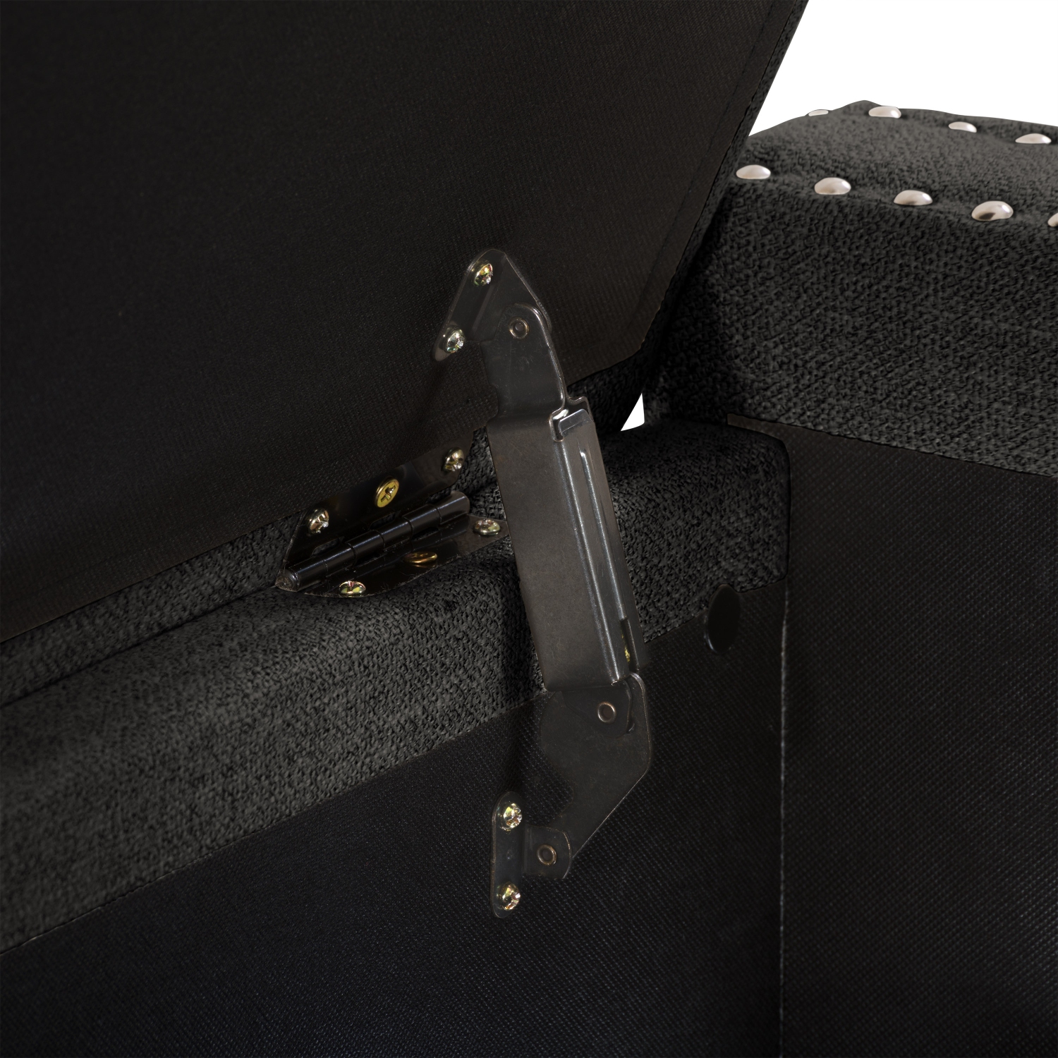 CorLiving LBT-642-O Boston Dark Grey Storage Fabric Ottoman