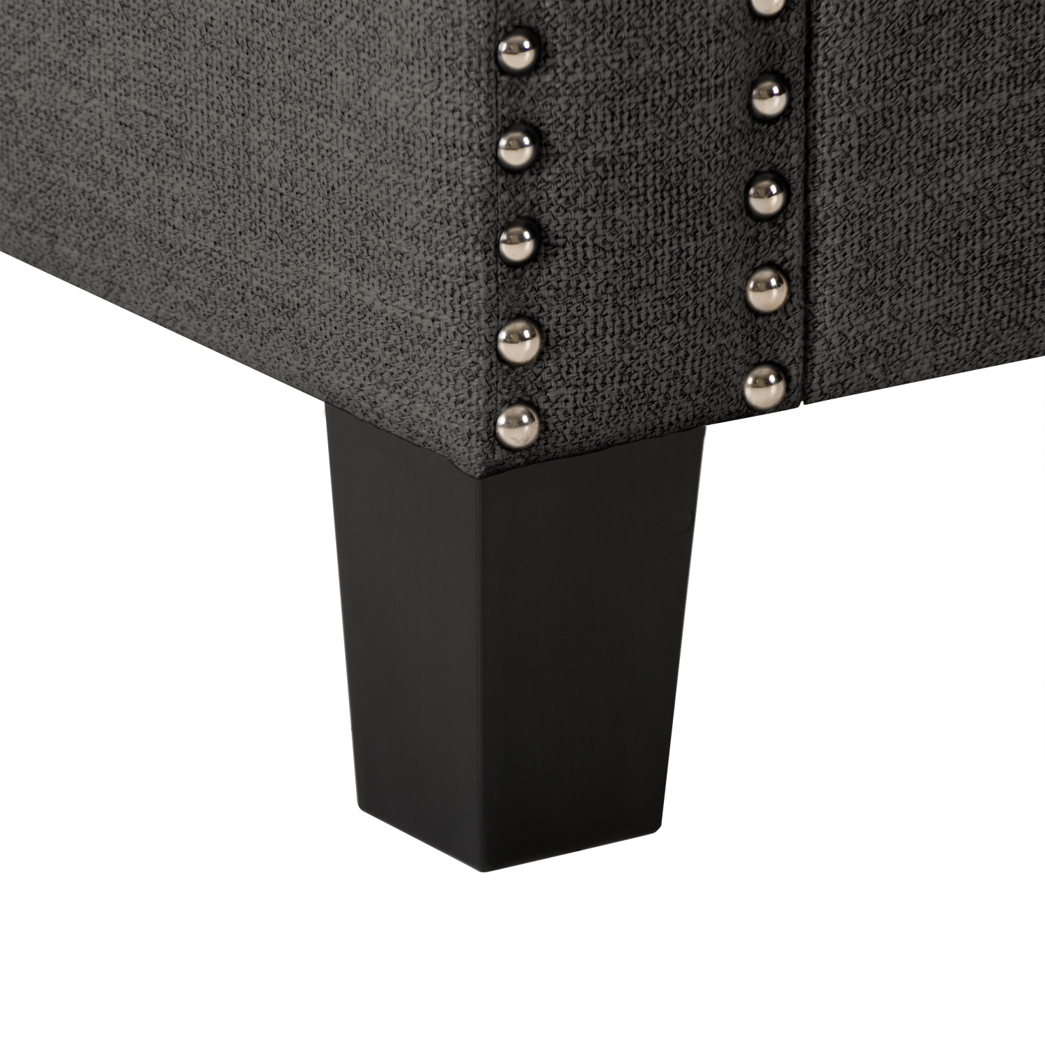 CorLiving LBT-642-O Boston Dark Grey Storage Fabric Ottoman