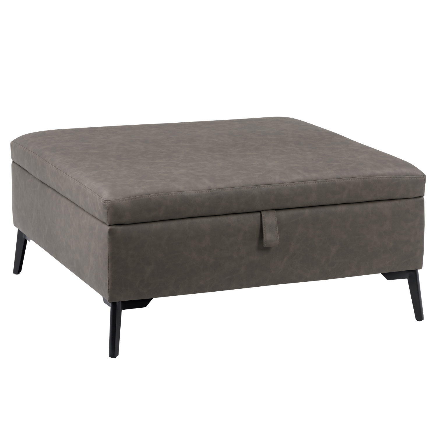 Pouf de rangement carré Linden, gris