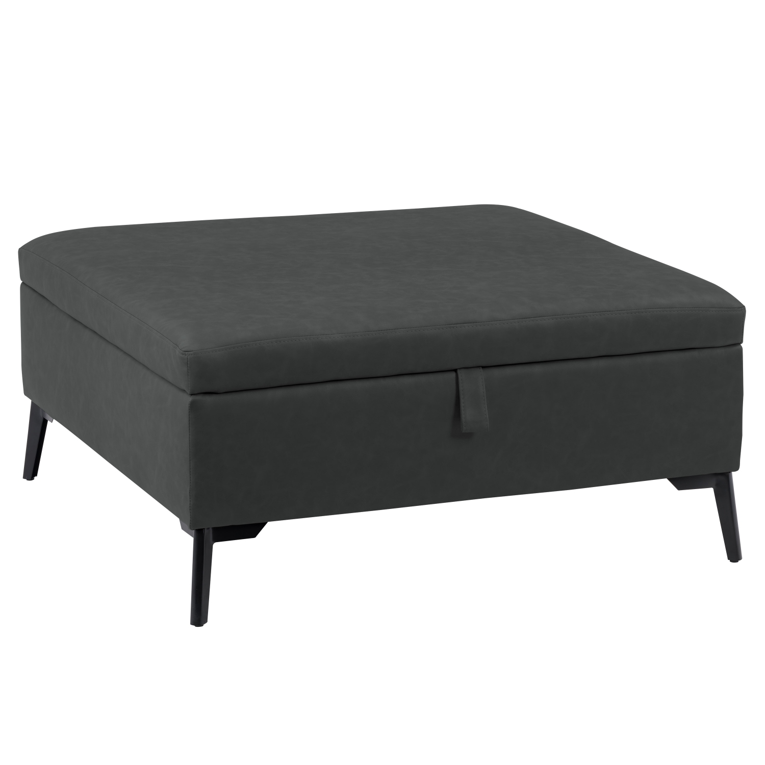 CorLiving LAD-340-O Linden Square Storage Ottoman, Black
