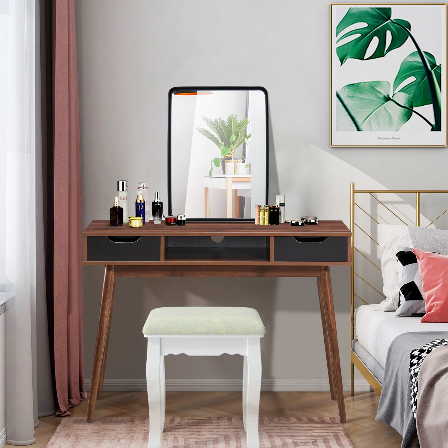 Costway 30"X22"Wall Mount Bathroom Mirror Rectangular Vanity Mirror Vertical Horizontal