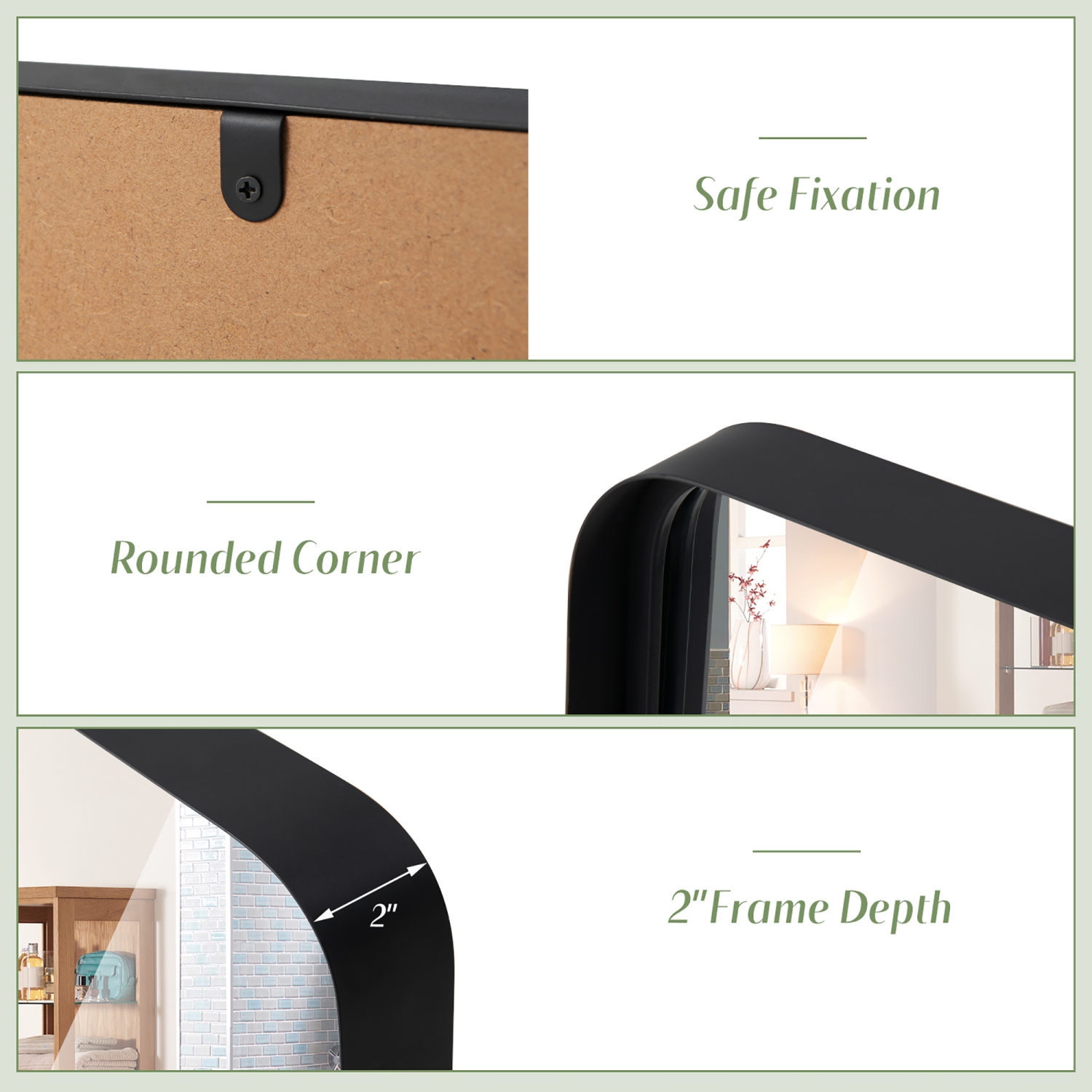 Costway 30"X22"Wall Mount Bathroom Mirror Rectangular Vanity Mirror Vertical Horizontal