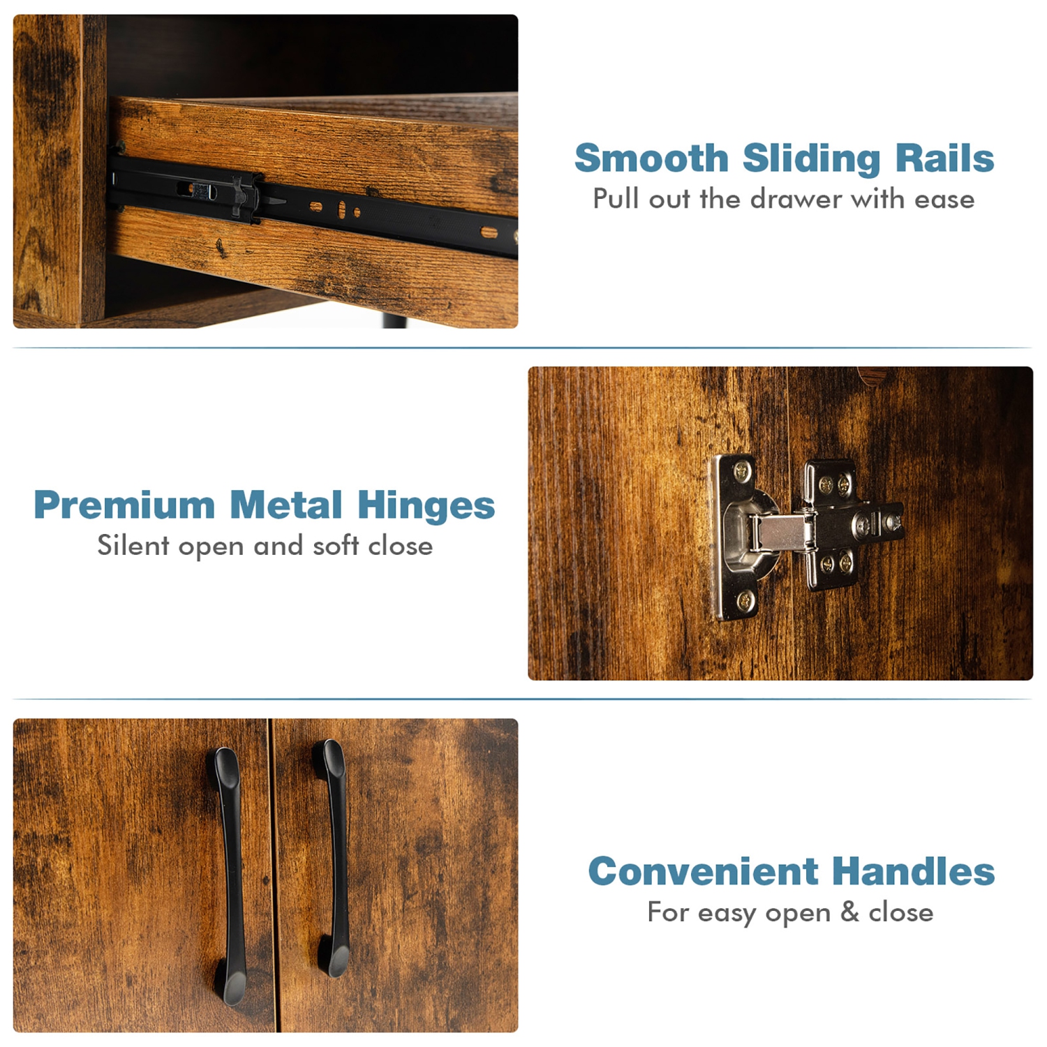 Costway Mid Century Storage Cabinet Accent Buffet Sideboard Entryway Kitchen White\Brown