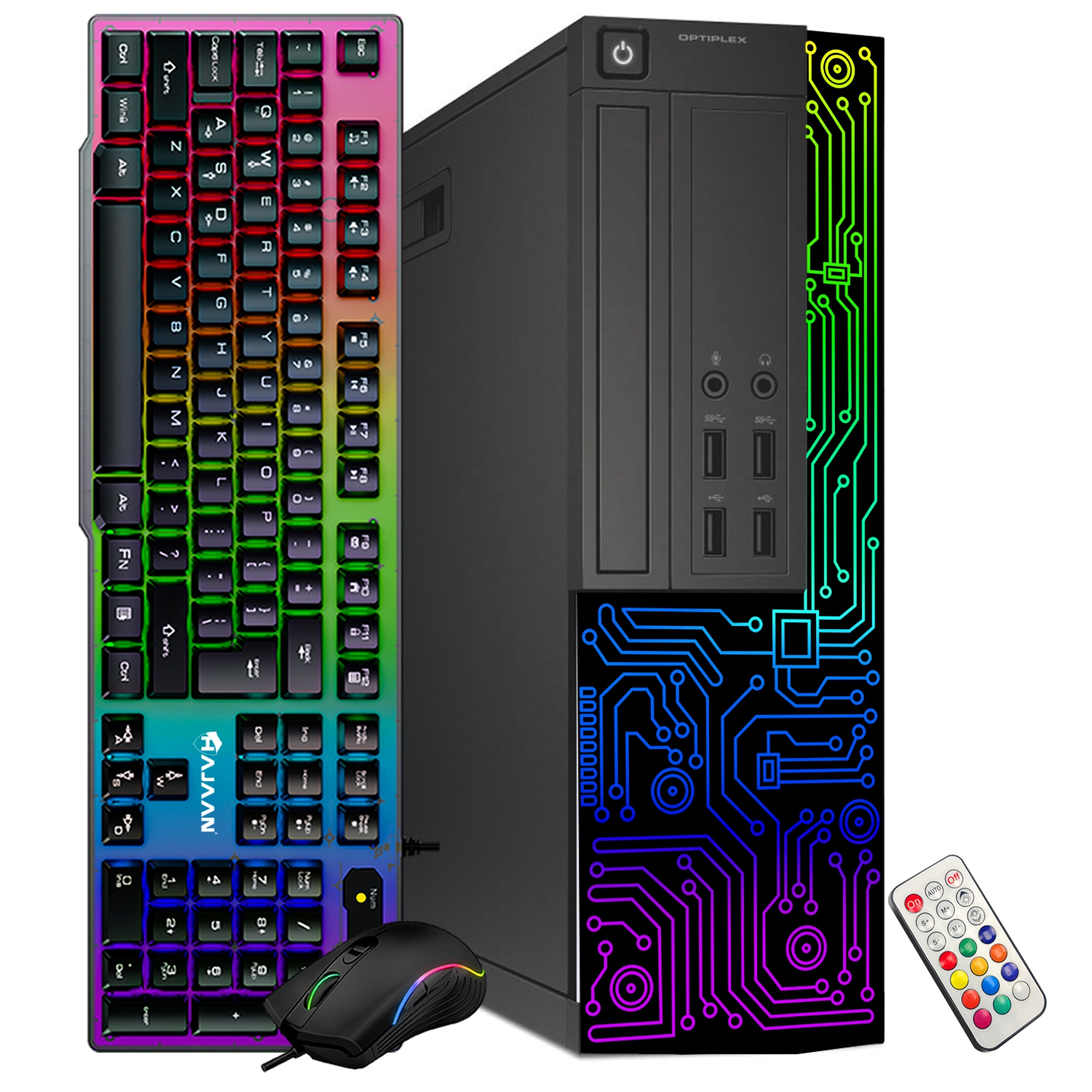 Refurbished (Good) - Dell OptiPlex Gaming Desktop Customized RGB Lights Computer Intel i5 Quad-Core Processor 16GB RAM 512GB SSD, AMD RX 550 4GB DDR5, Win 10 Pro WIFI, HDMI