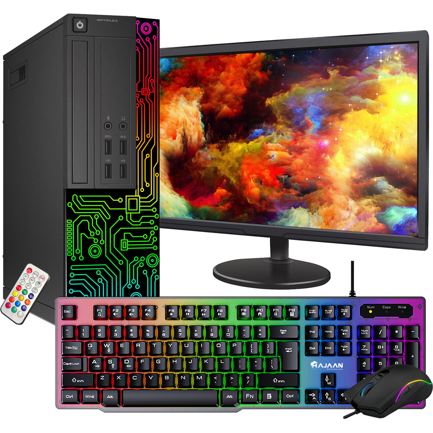 Refurbished (Good) - Dell Computer Desktop PC with 22 Inch Monitor, Intel i5 Quad-Core Processor, 8GB RAM, 512GB SSD, RGB Gaming Keyboard and Mouse, WiFi, Windows 10 Pro