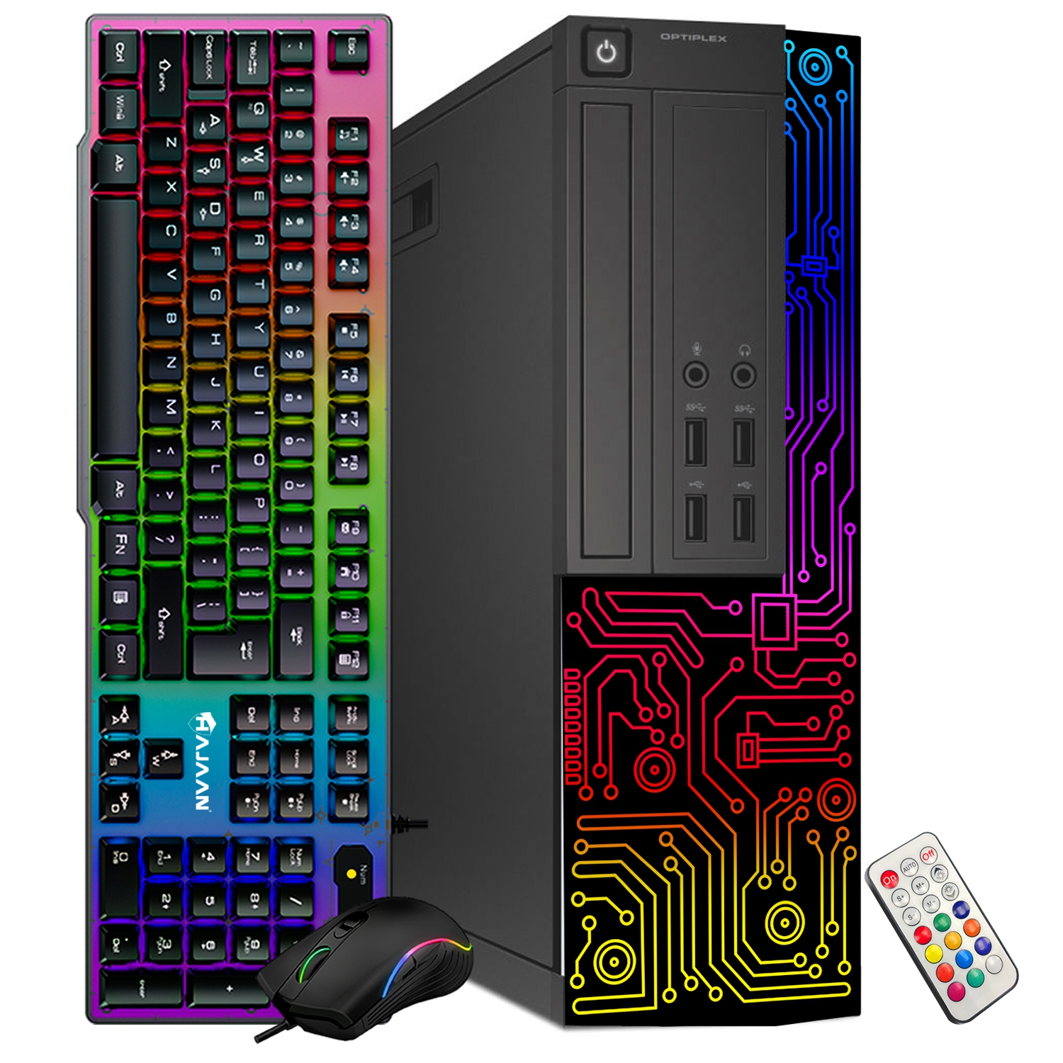 Refurbished (Good) - Dell OptiPlex Desktop Customized RGB Lights Computer Intel i5 Quad-Core Processor 8GB RAM 256GB SSD Win 10 Pro WIFI, HAJAAN Gaming PC Keyboard & Mouse