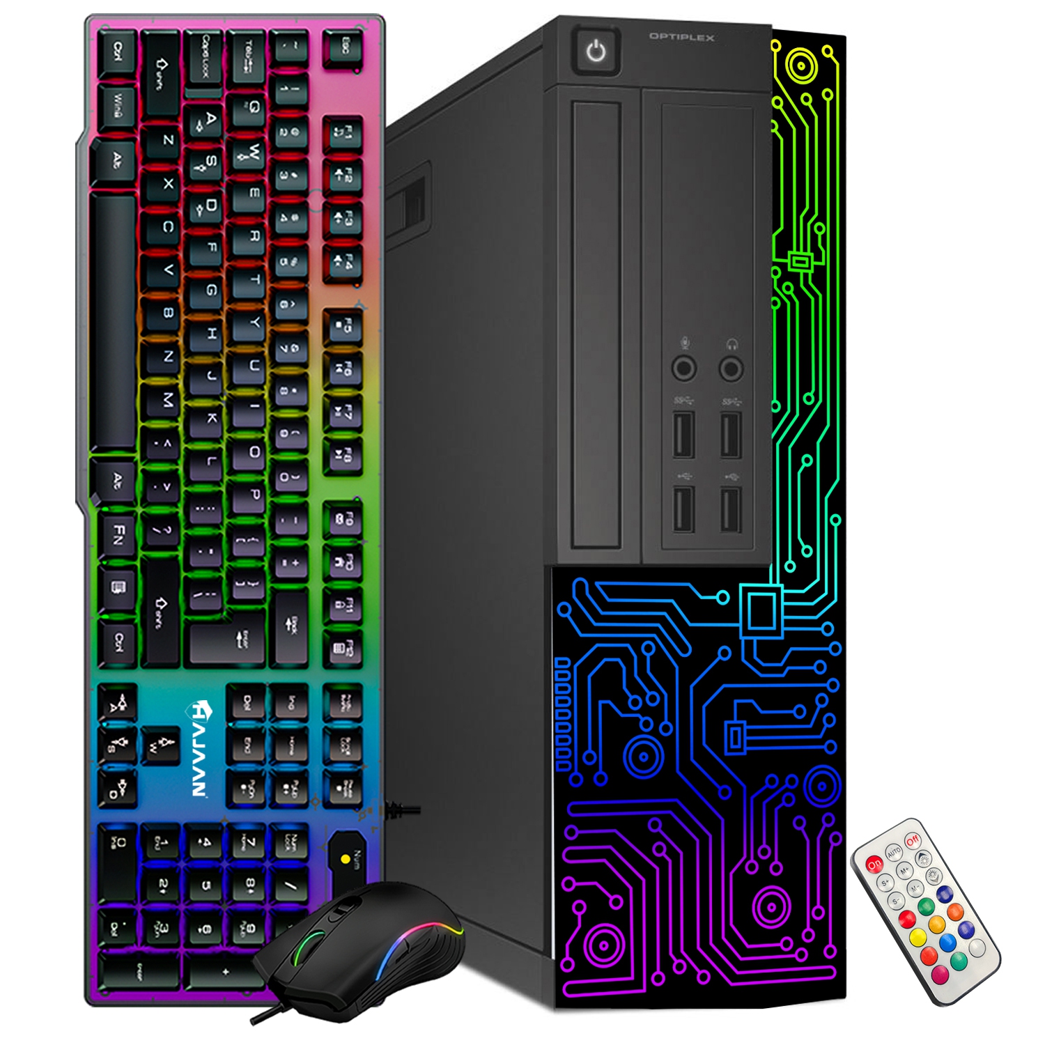Refurbished - Dell OptiPlex Desktop Customized RGB Lights Computer Intel i5 Quad-Core Processor 8GB RAM 256GB SSD Win 10 Pro WIFI, HAJAAN Gaming PC