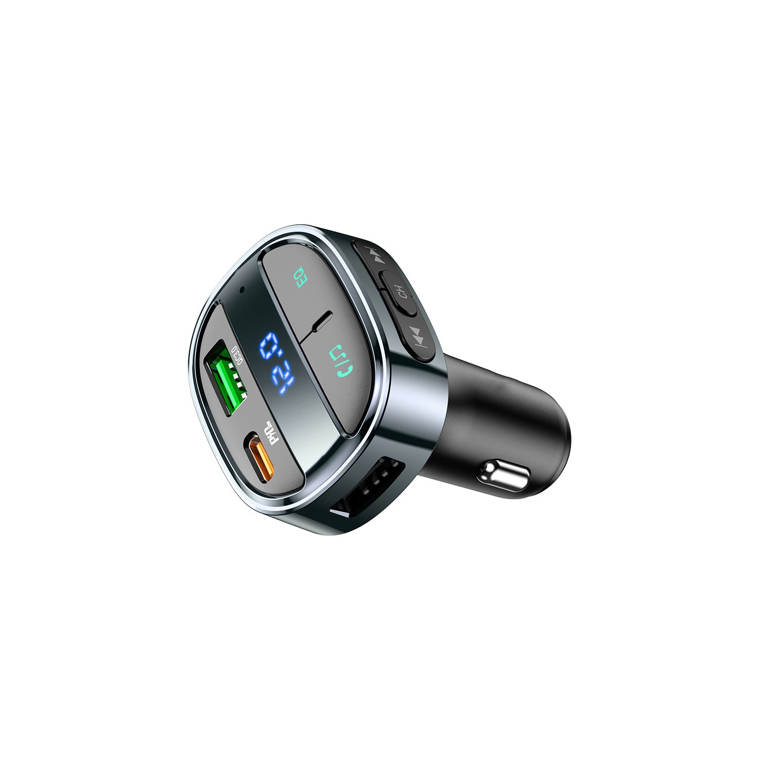 QC3.0 USB-C 30W Bluetooth FM Transmitter Car Charger Adapter LED Display Wireless Radio Receiver Music Player Support SD Card