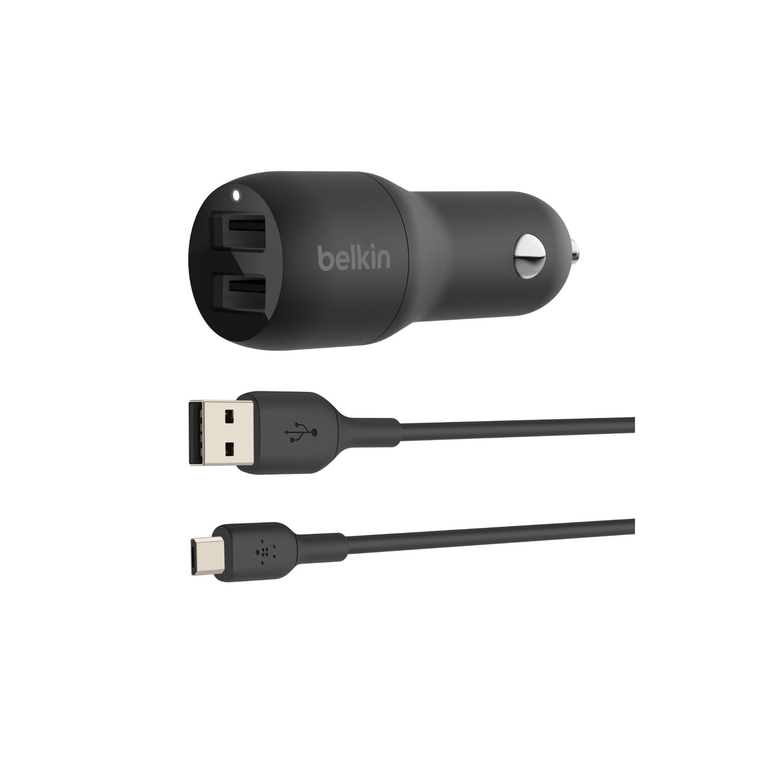 Belkin Boost Frais 24W Double USB-A Chargeur de voiture 1m Câble USB-A/Micro-USB - noir - (CCE002bt1MBK)
