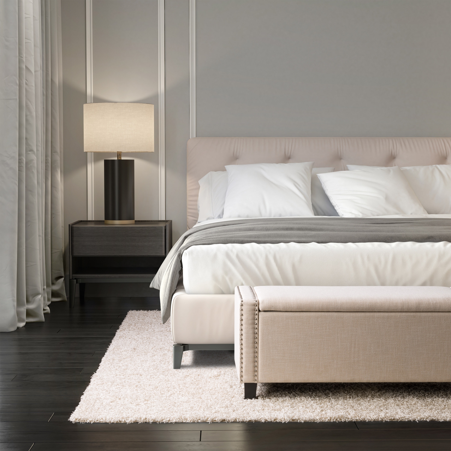 Pouf de stockage en tissu Boston