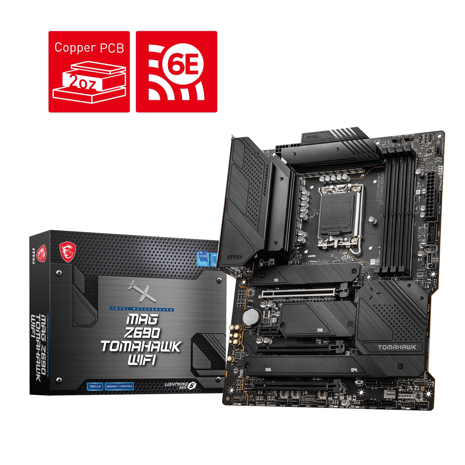 MSI MAG Z690 Tomahawk WiFi DDR4 Gaming Motherboard (ATX, 12th Gen Intel Core, LGA 1700 Socket, DDR4, PCIe 5, 2.5G LAN, M.2 Slots, Wi-Fi 6E)