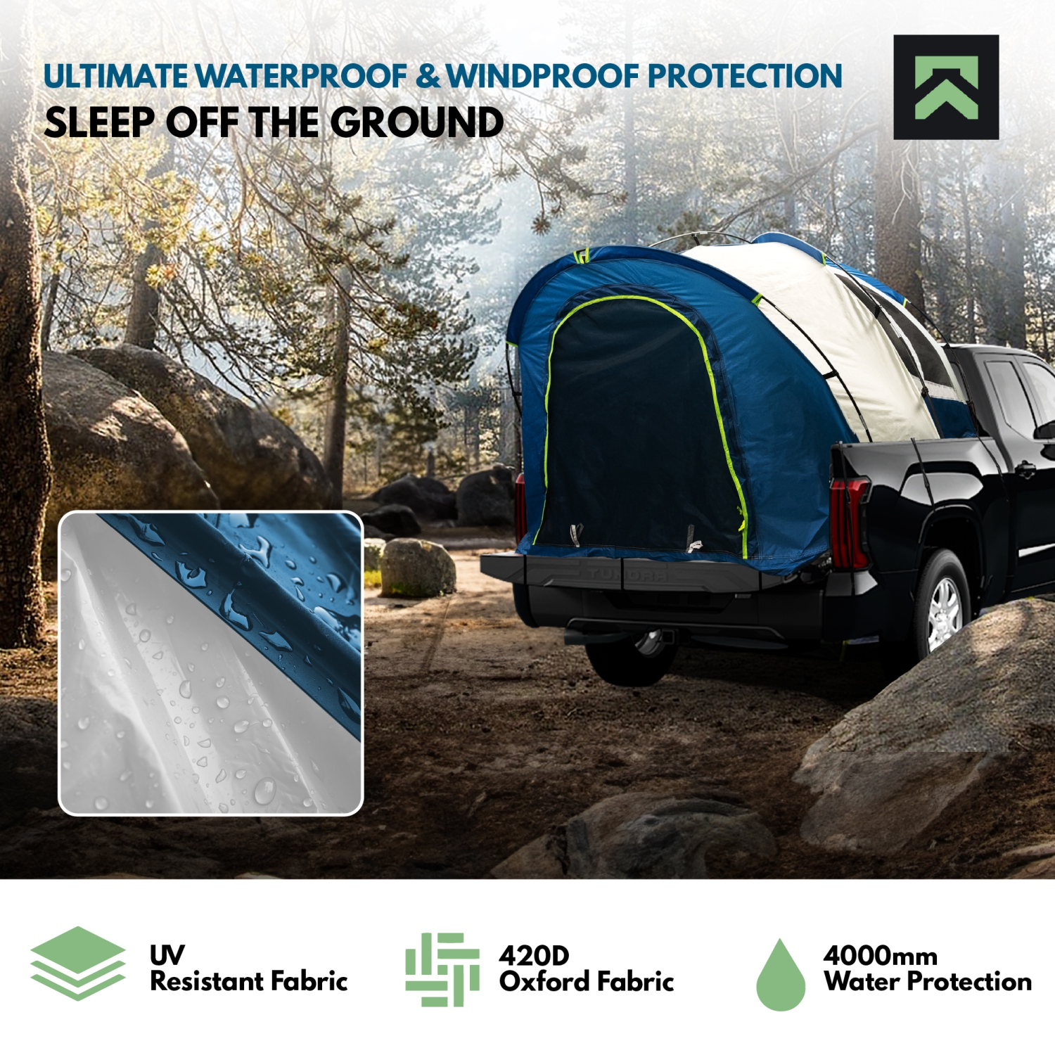 Truck Bed Tent, Pickup Truck Tent, Truck Bed Camping Tent for 2 Adults, Tent for Tailgate with Rainfly and Storage Bag, Fits Trucks Beds w/ Lengths